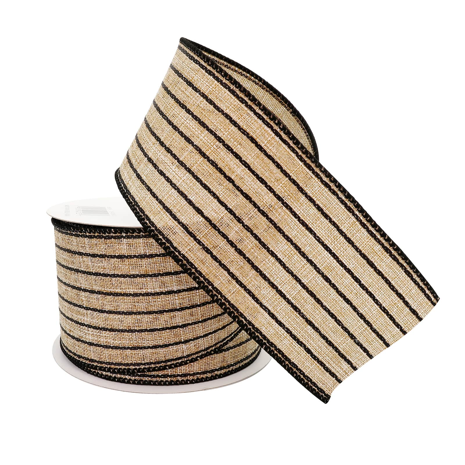 12 Pack: 2.5" x 25ft. Faux Linen Wired Pinstripe Ribbon by Celebrate It™