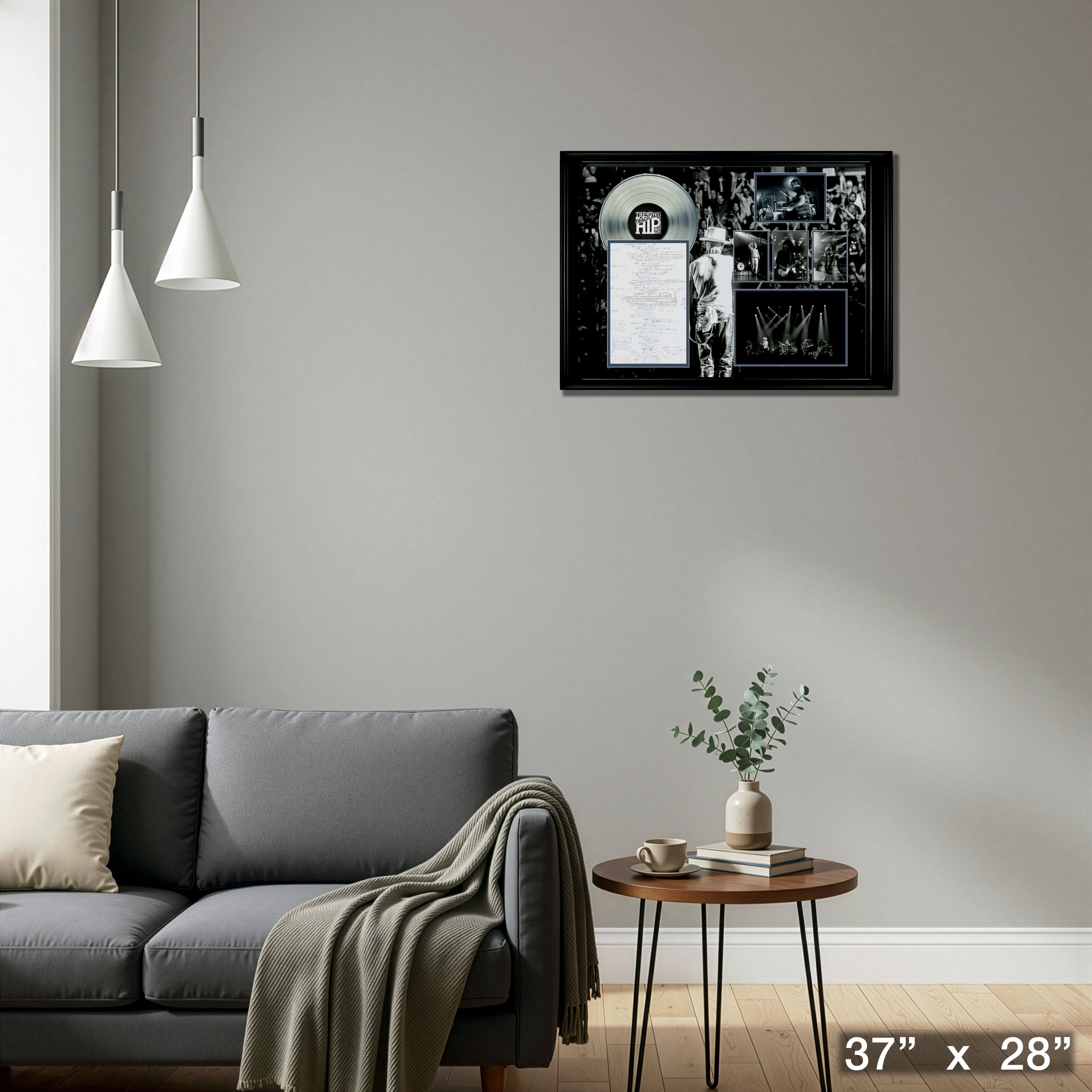 The Tragically Hip Framed On Tour Collage with Lyric Sheet and Silver LP 37" x 28"