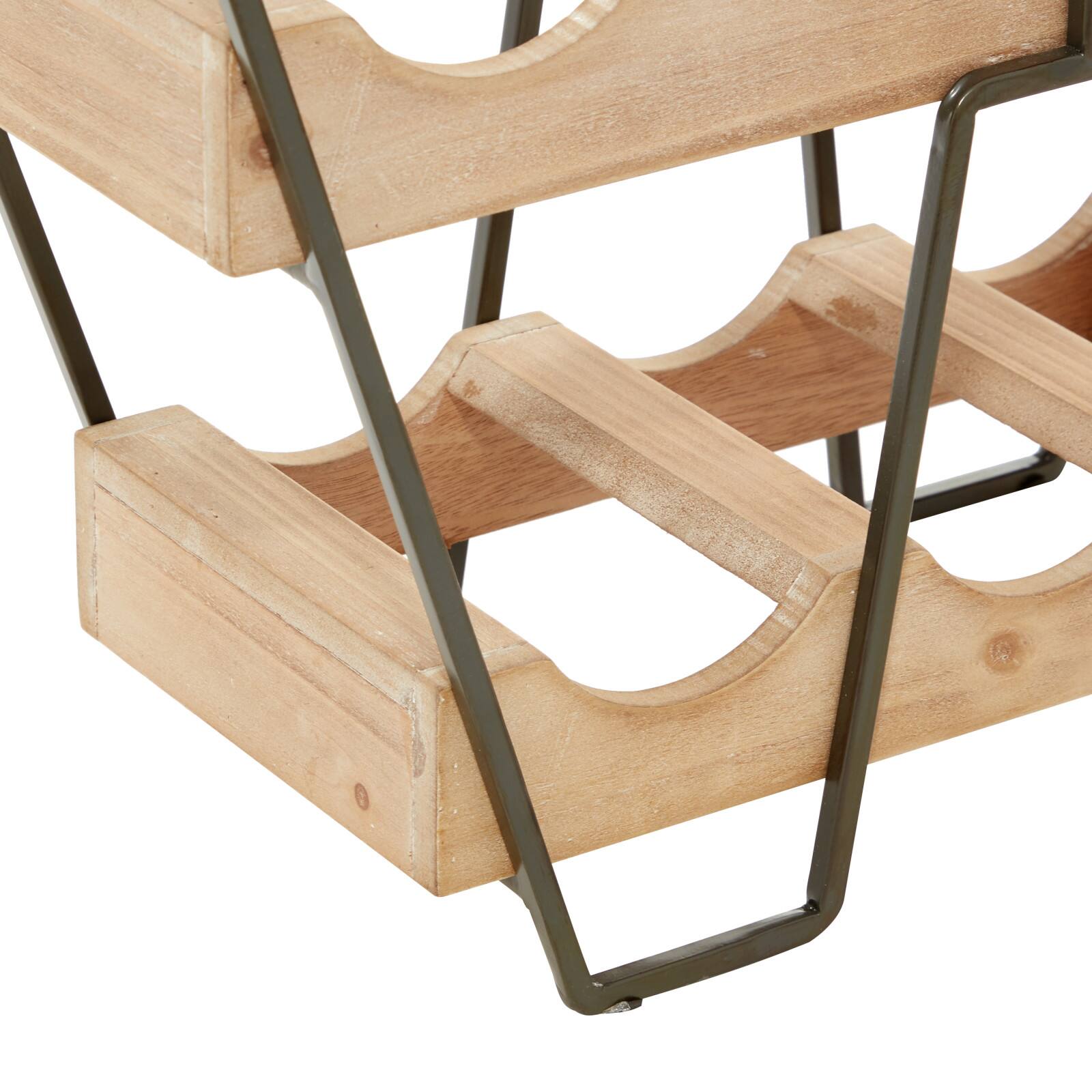 19" Brown Wood Industrial Wine Rack