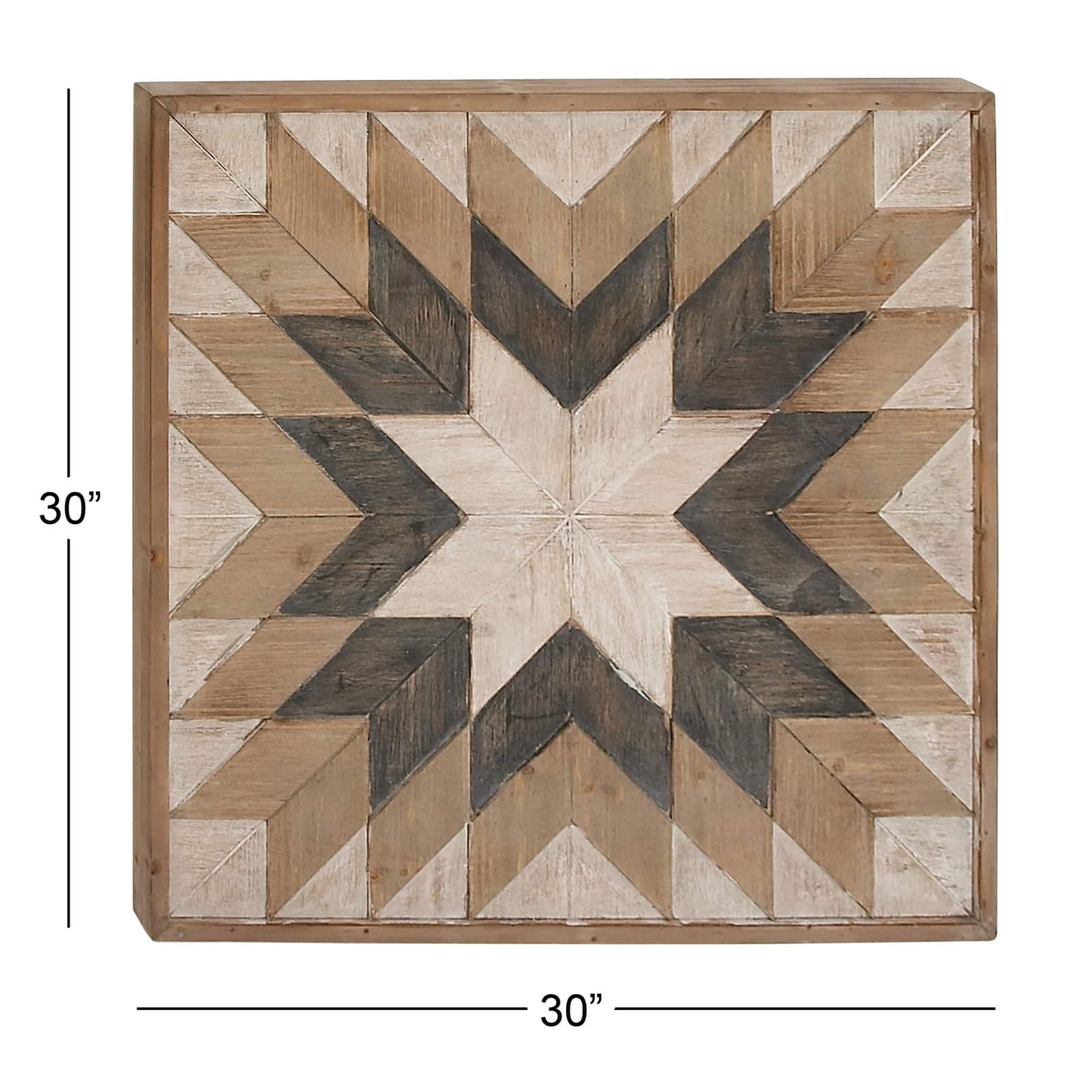 Brown Farmhouse Abstract Wood Wall Decor, 30" x 30"