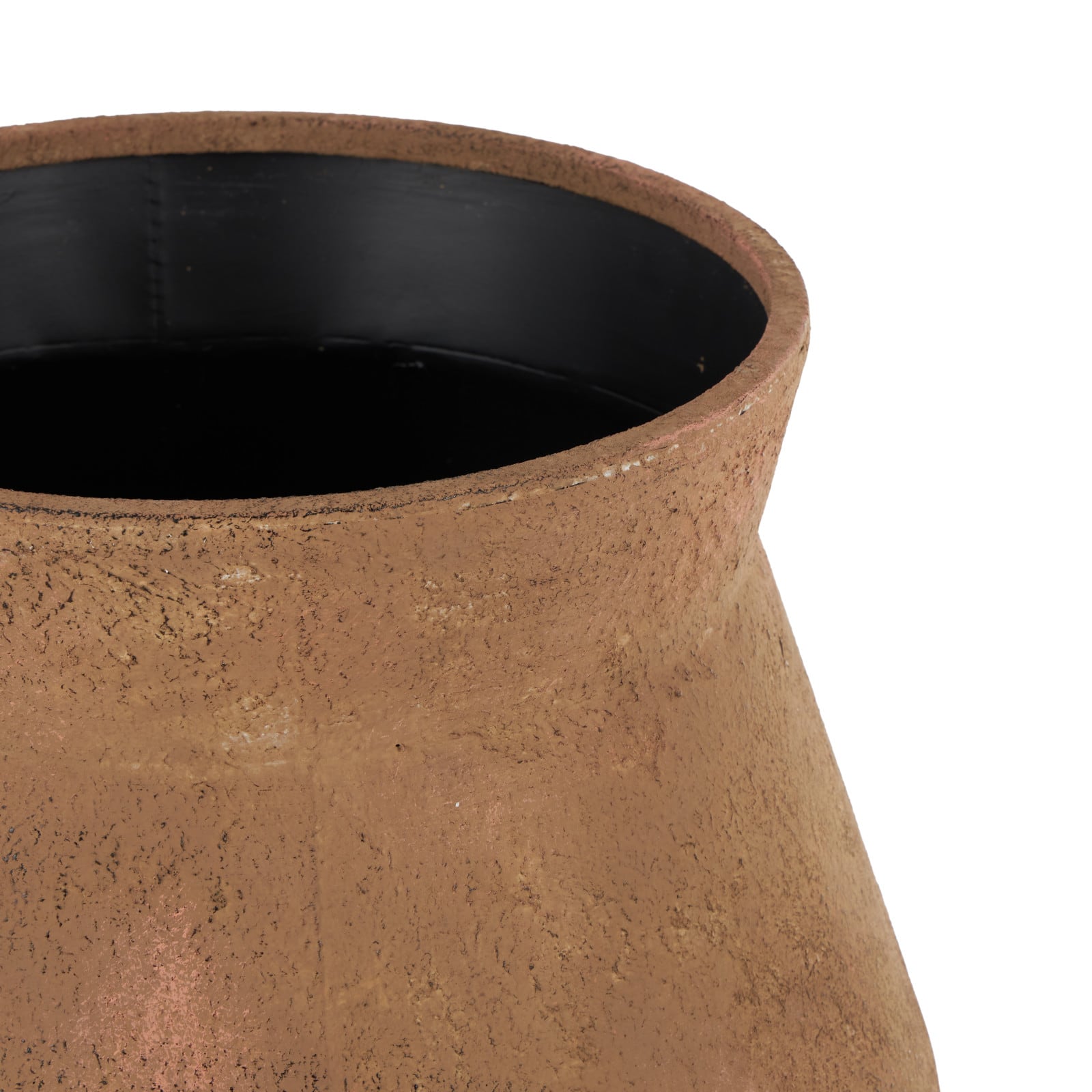 24.5" Brown Metal Wide Decorative Vase with Black Stand