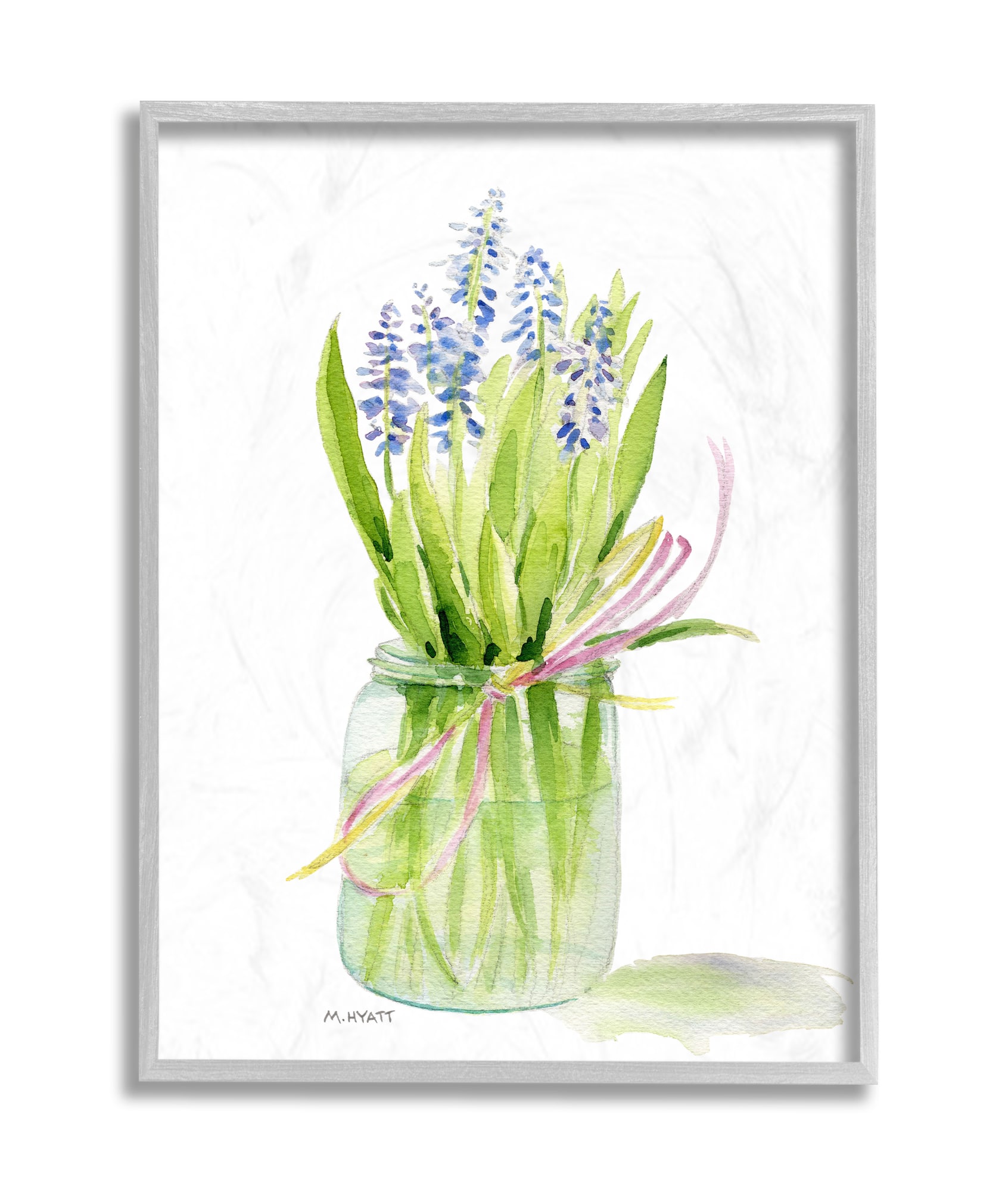 Stupell Industries Blue Hyacinth Flower Arrangement Wall Art in Frame