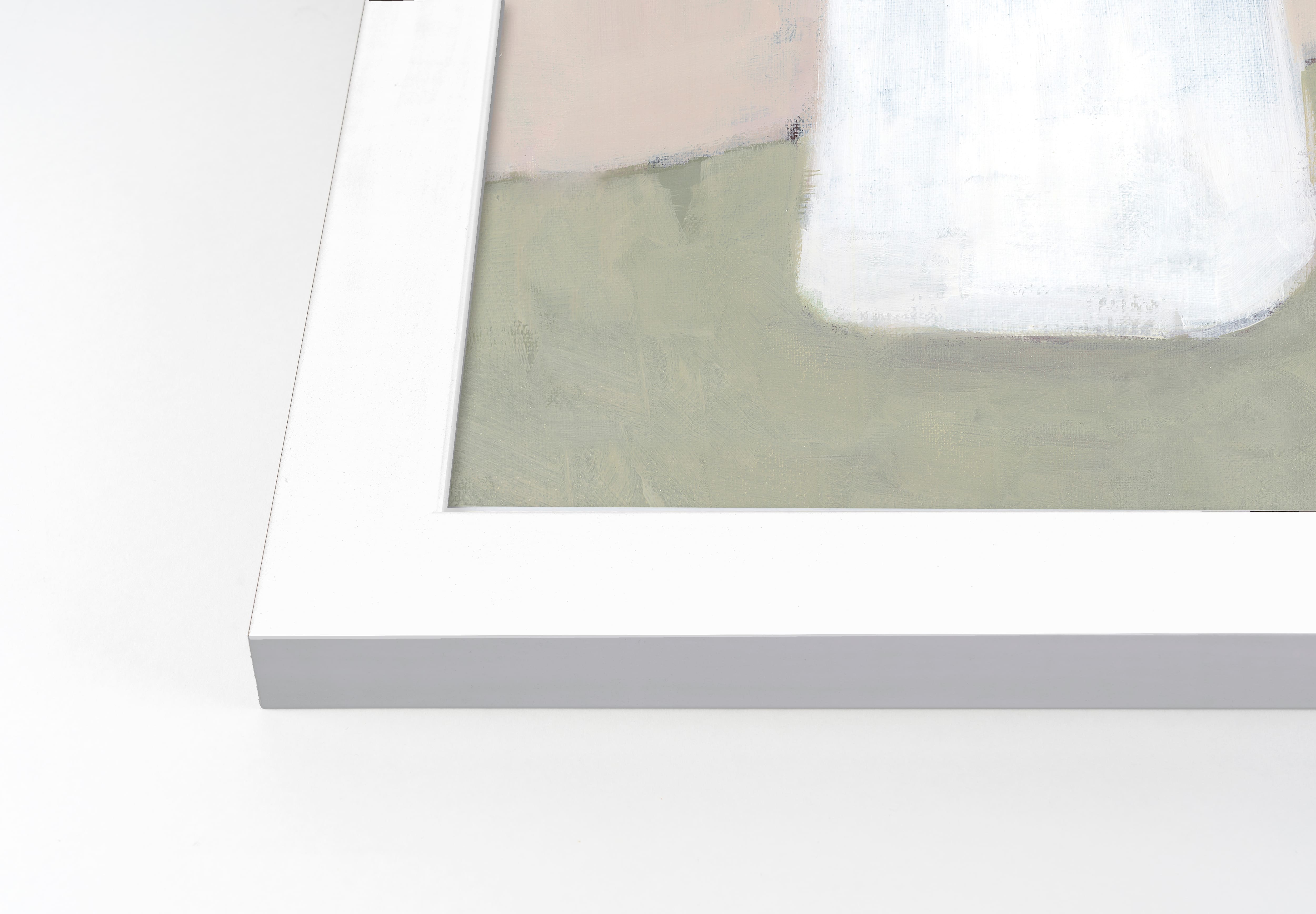 Cream and Mint Plant White Framed Print Under Plexiglass
