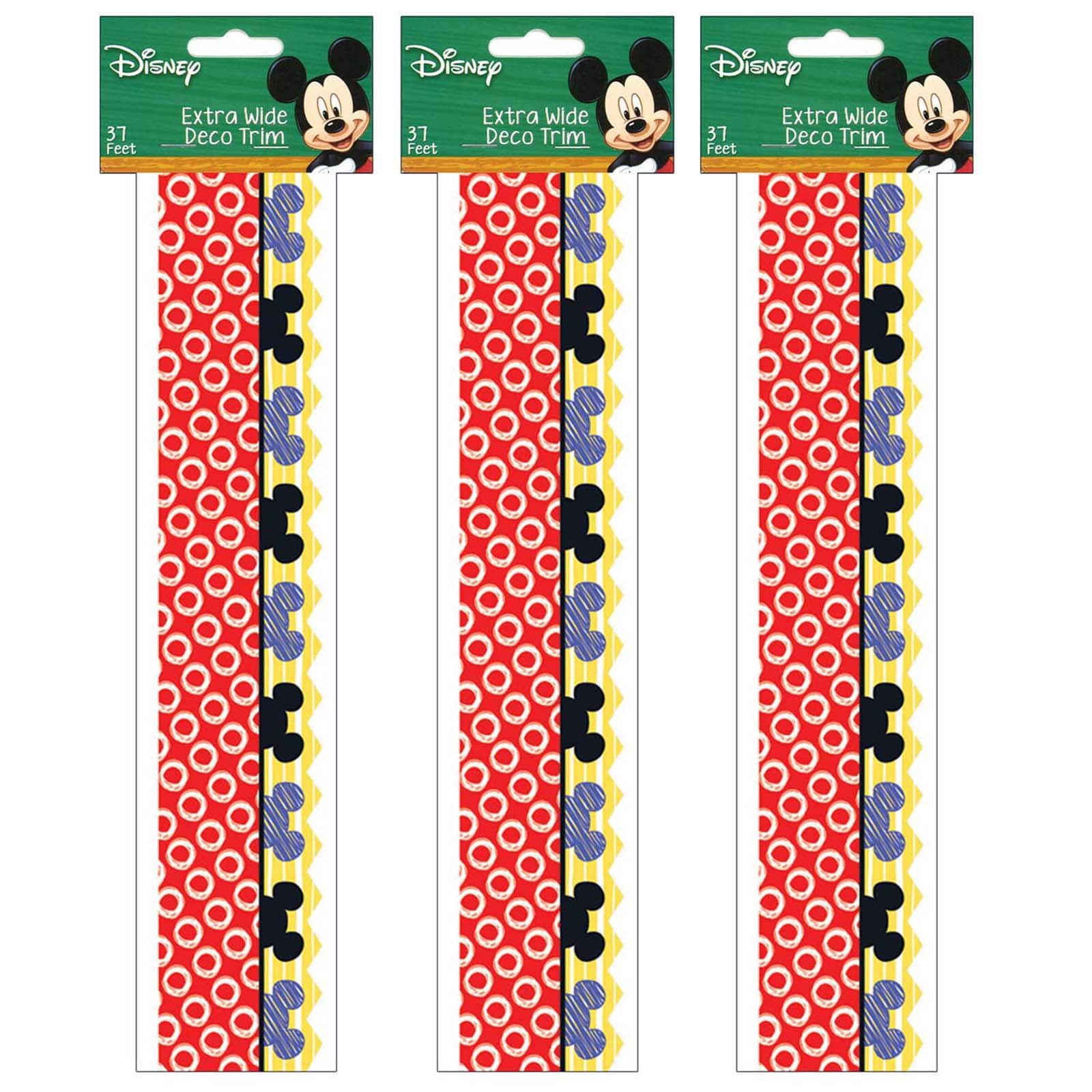 Eureka Deco Trim® Mickey® Color Pop! Peeking Head Extra Wide Border, 111ft.