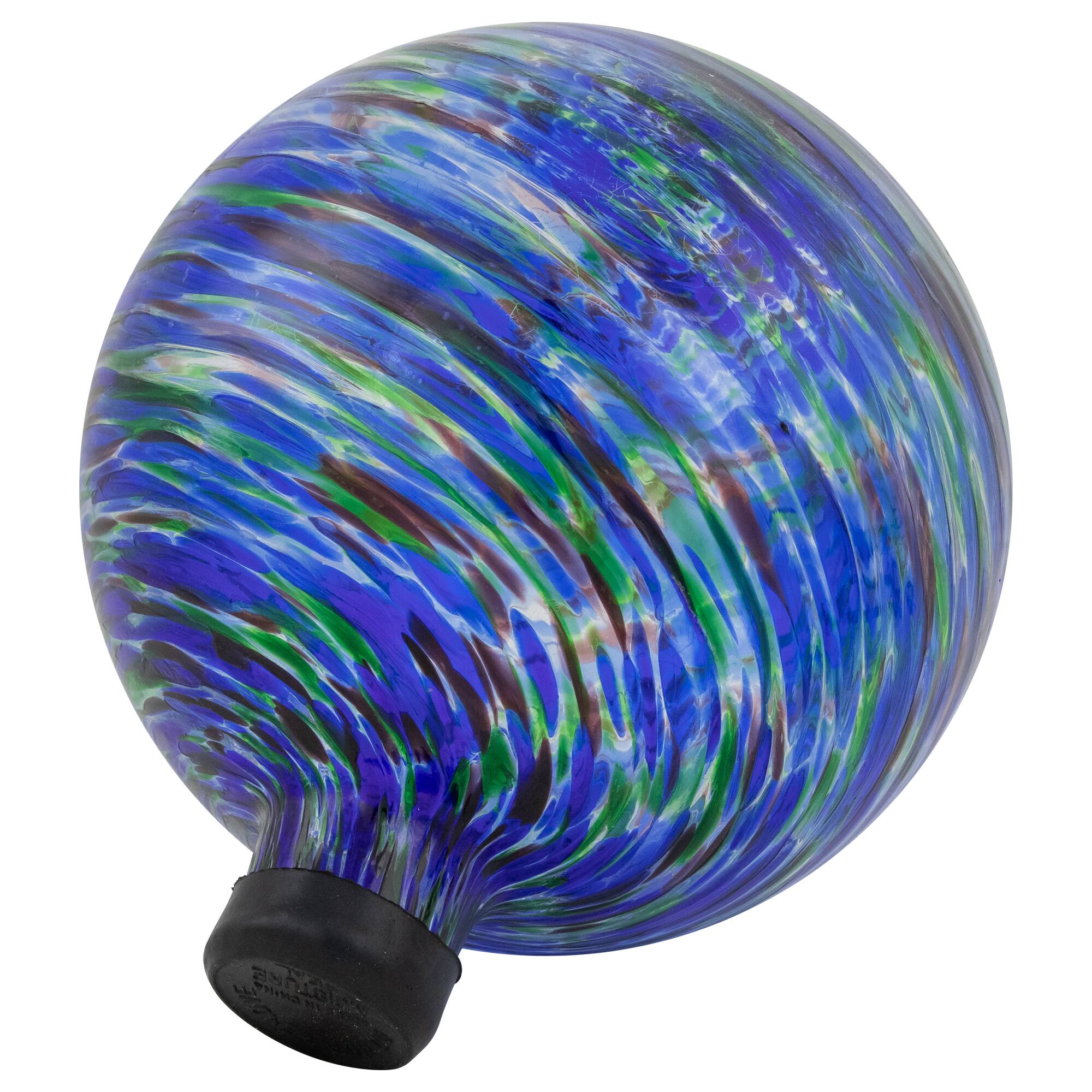 10" Blue & Green Swirl Pattern Outdoor Garden Gazing Ball