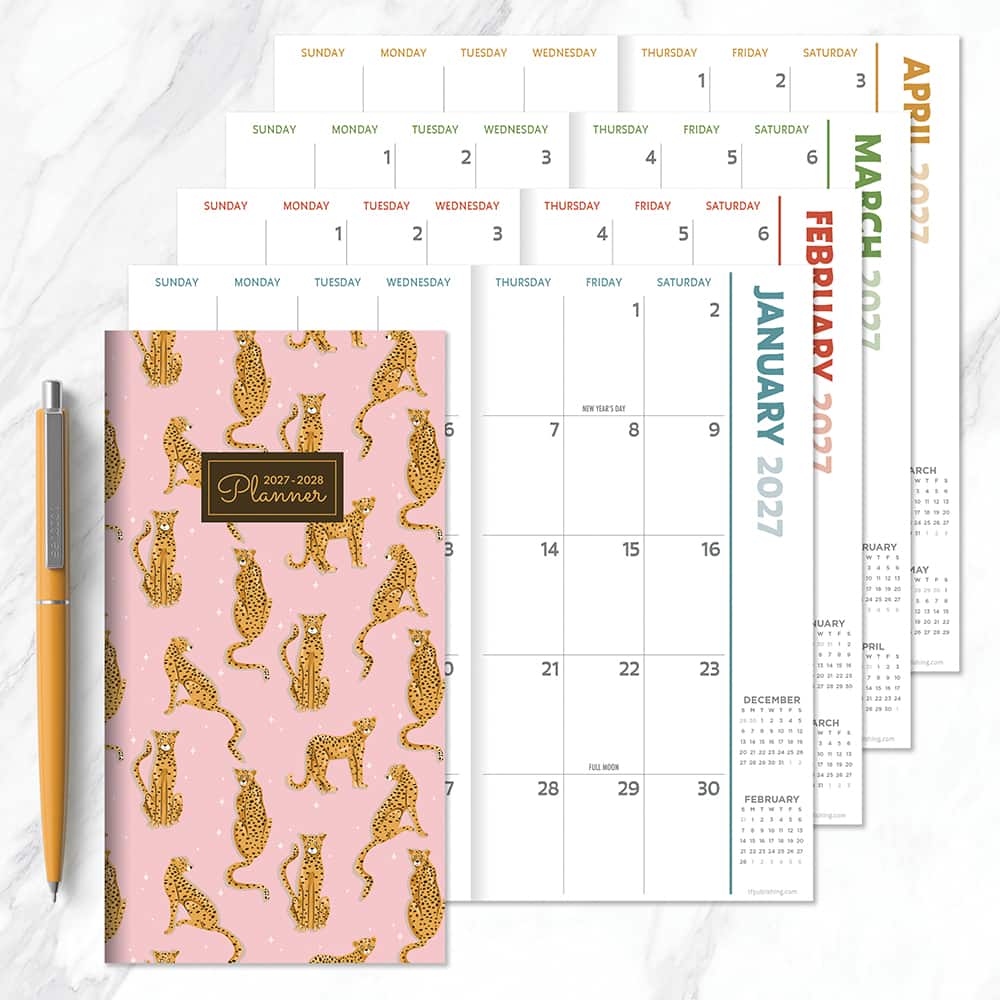 2027-2028 Pink Kitty Club Small Monthly Pocket Planner