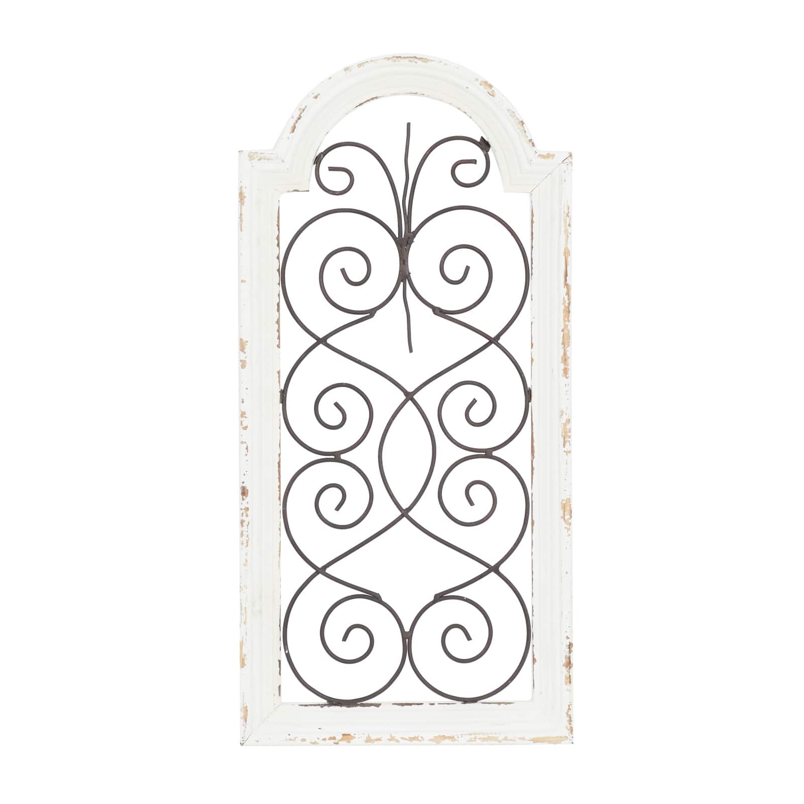 20" White Wood Vintage Ornamental Wall Decor