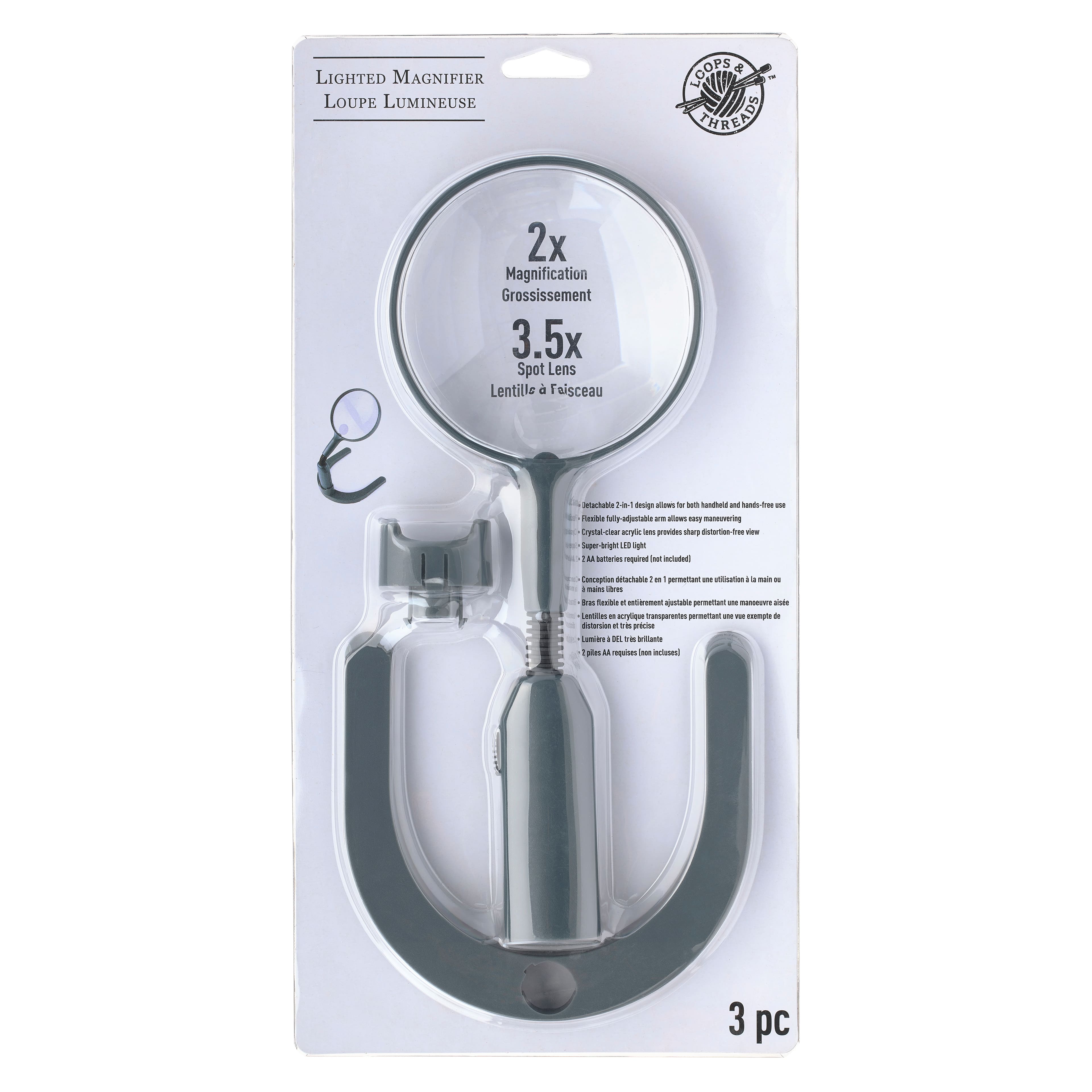 6 Pack: Magnifier Stand with Lamp by Loops & Threads®