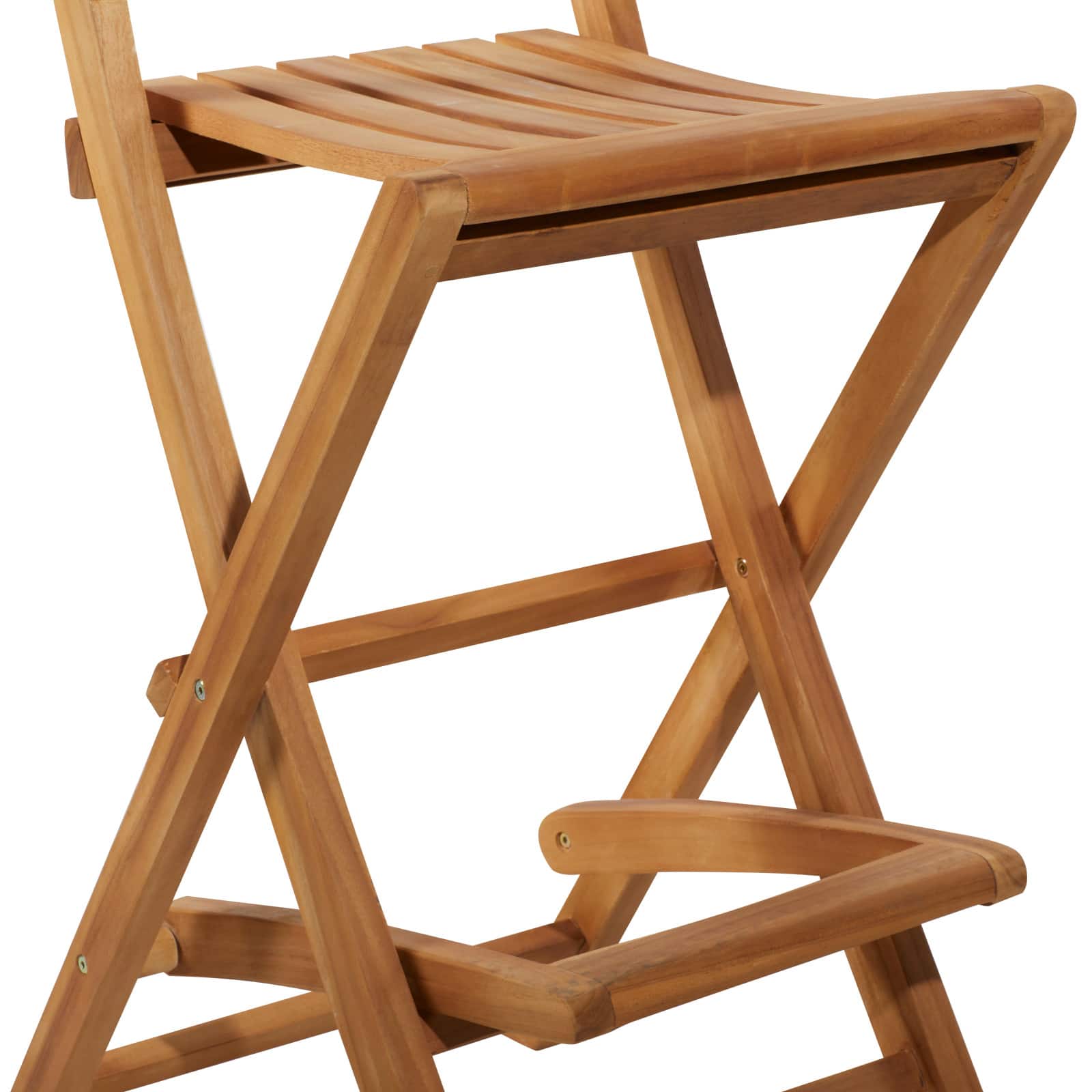 Set of 2 Brown Teak Wood Traditional Outdoor Bar Stool, 18" x 45"