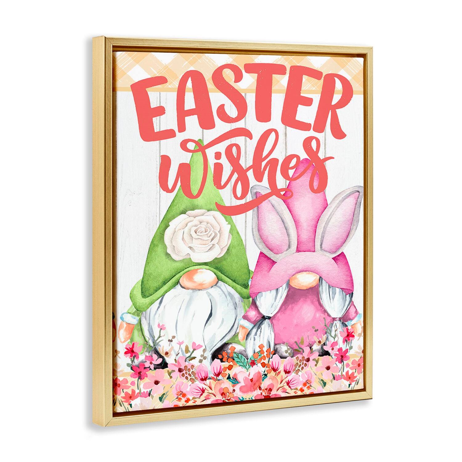 Stupell Industries Easter Wishes Gnomes Floater Framed Art