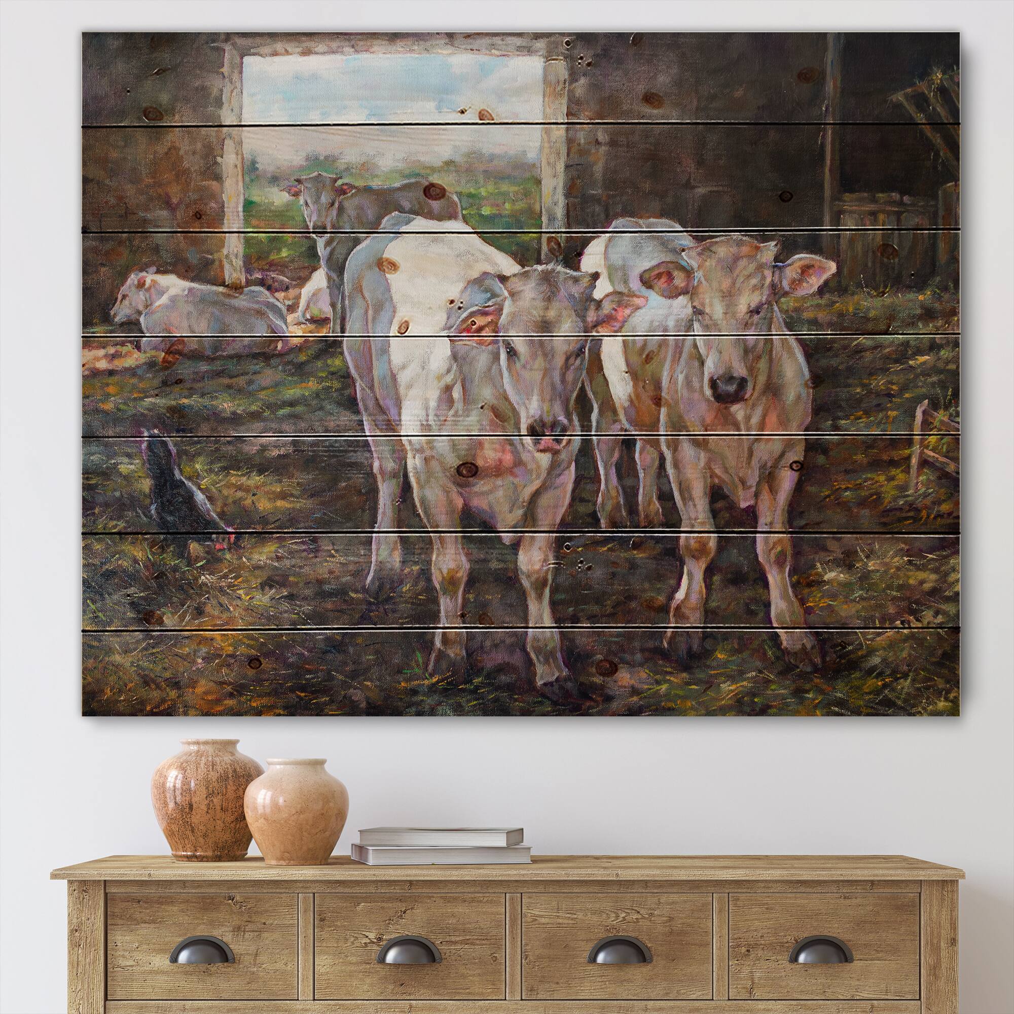 Designart - Two Cows In The Stable