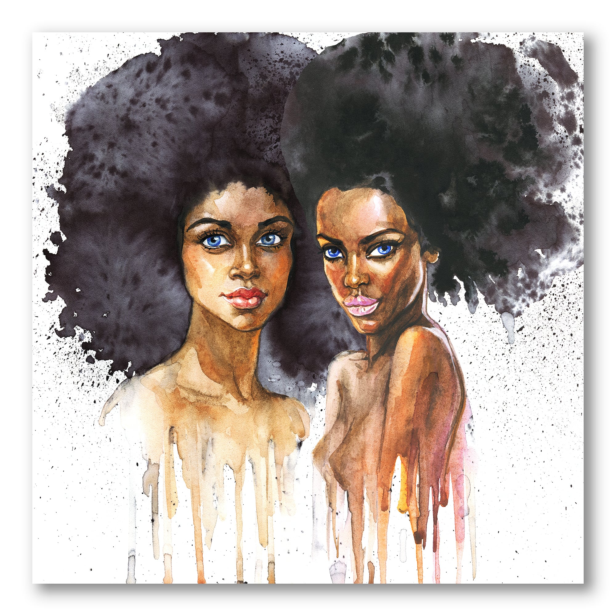 Designart - Portrait of Two African American Women - Modern Canvas Wall Art Print