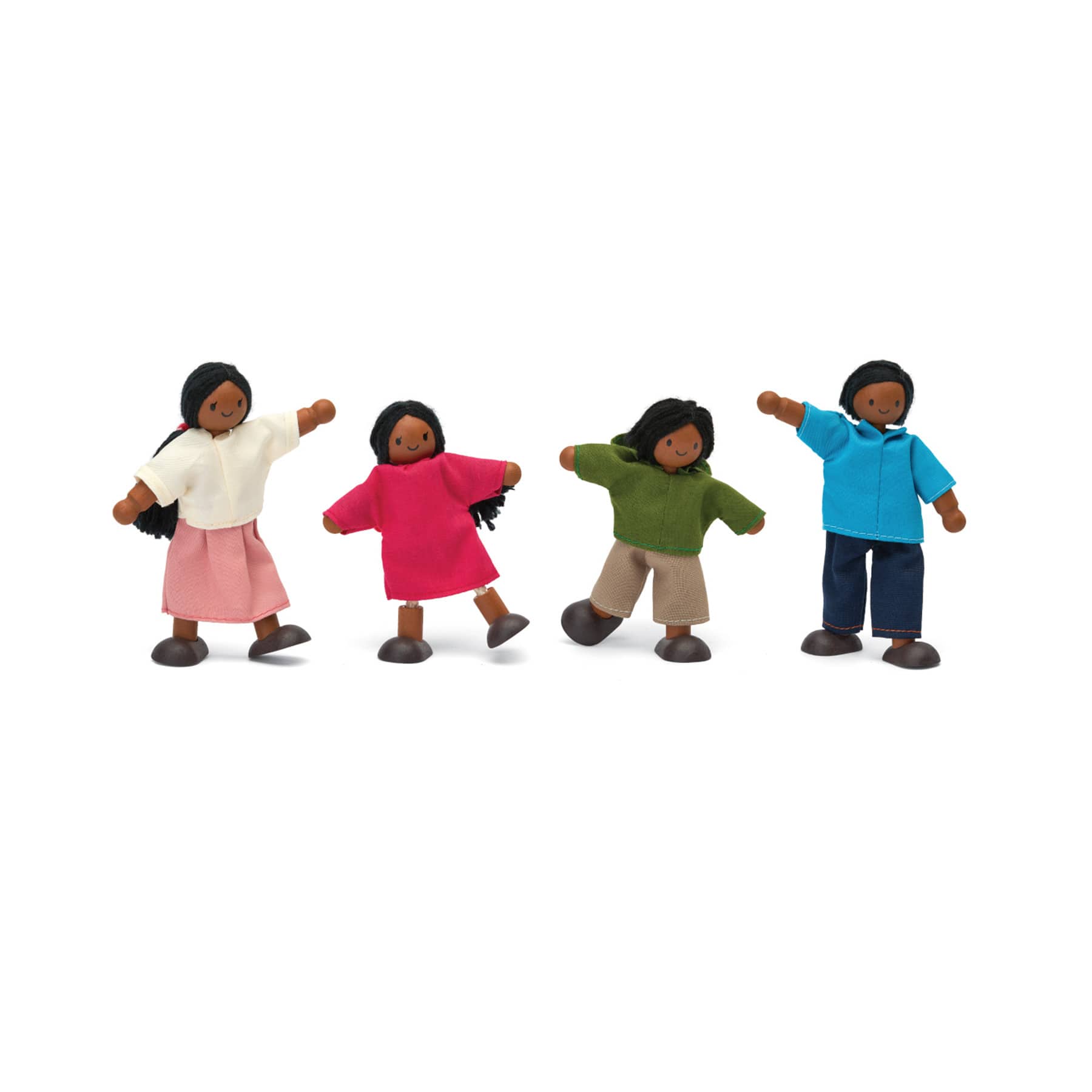 PlanToys Medium Skin Tone Wood Doll Family Set