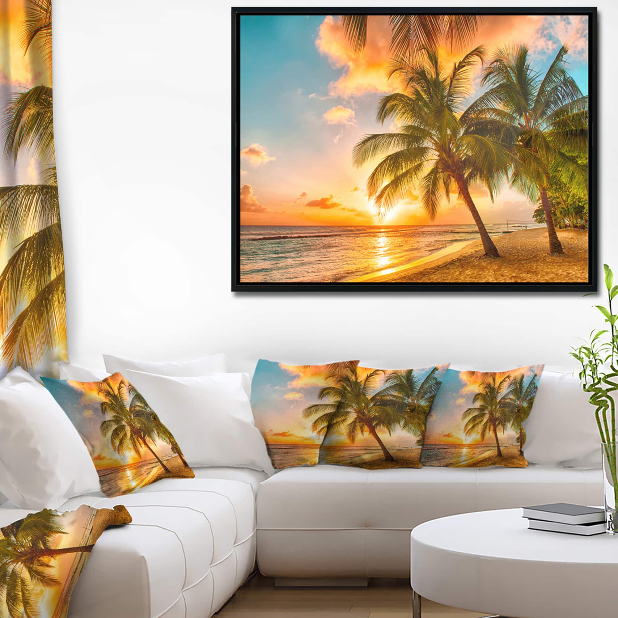 Designart - Barbados Landscape - Photography Canvas Art Print in Black Frame