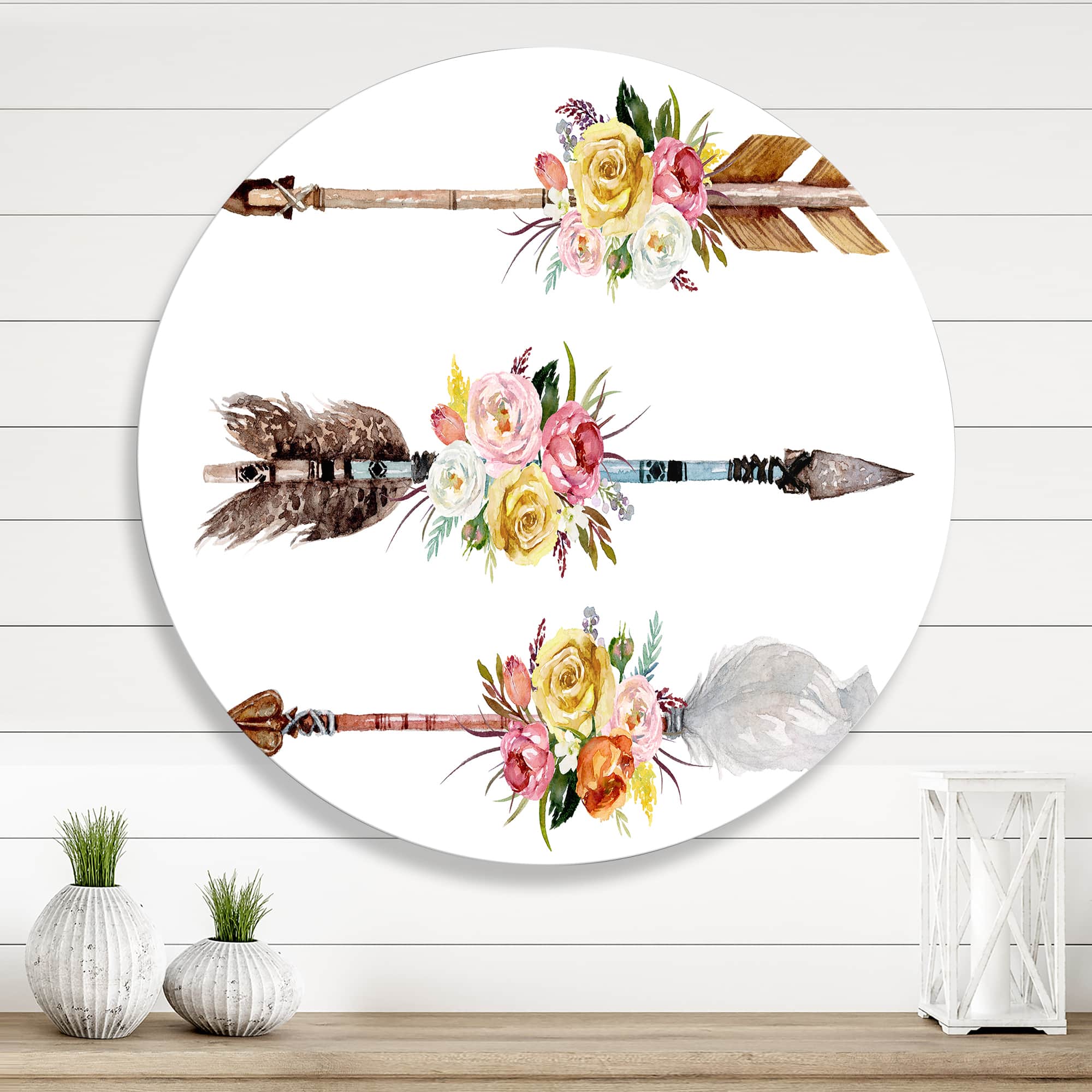 Designart - Ethnic Feathers and Flowers On Native Arrows II