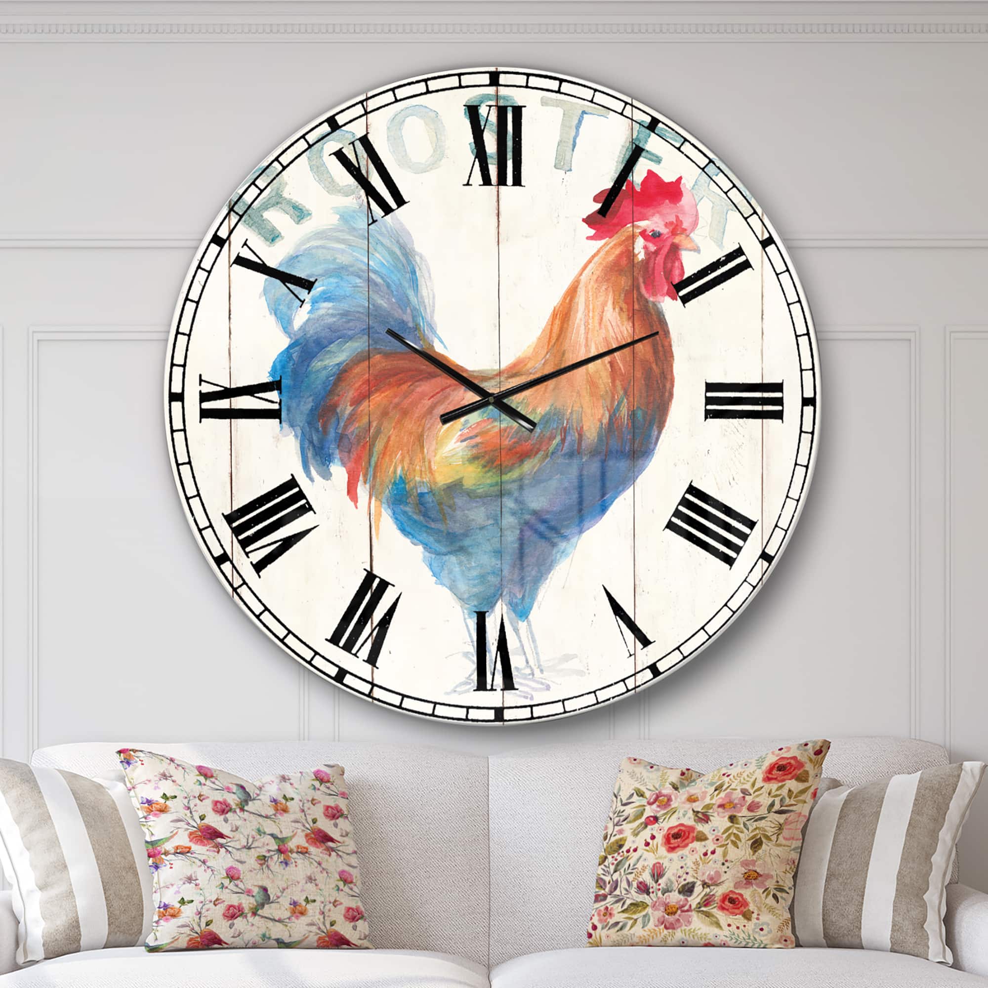 Designart 'Wood Farm Roaster I Farmhouse Wall Clock