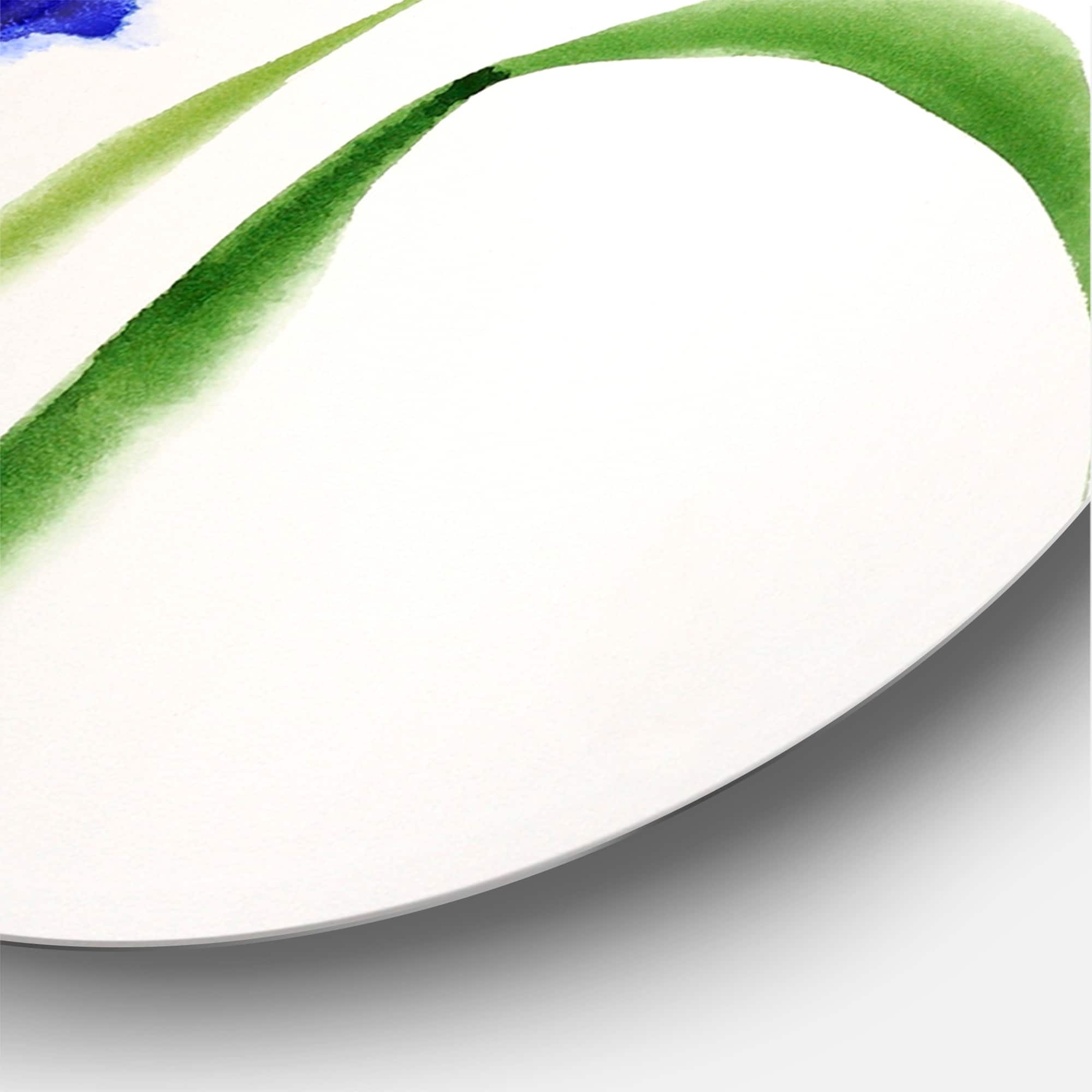 Designart - Retro Blue Iris Flower - Traditional Metal Circle Wall Art