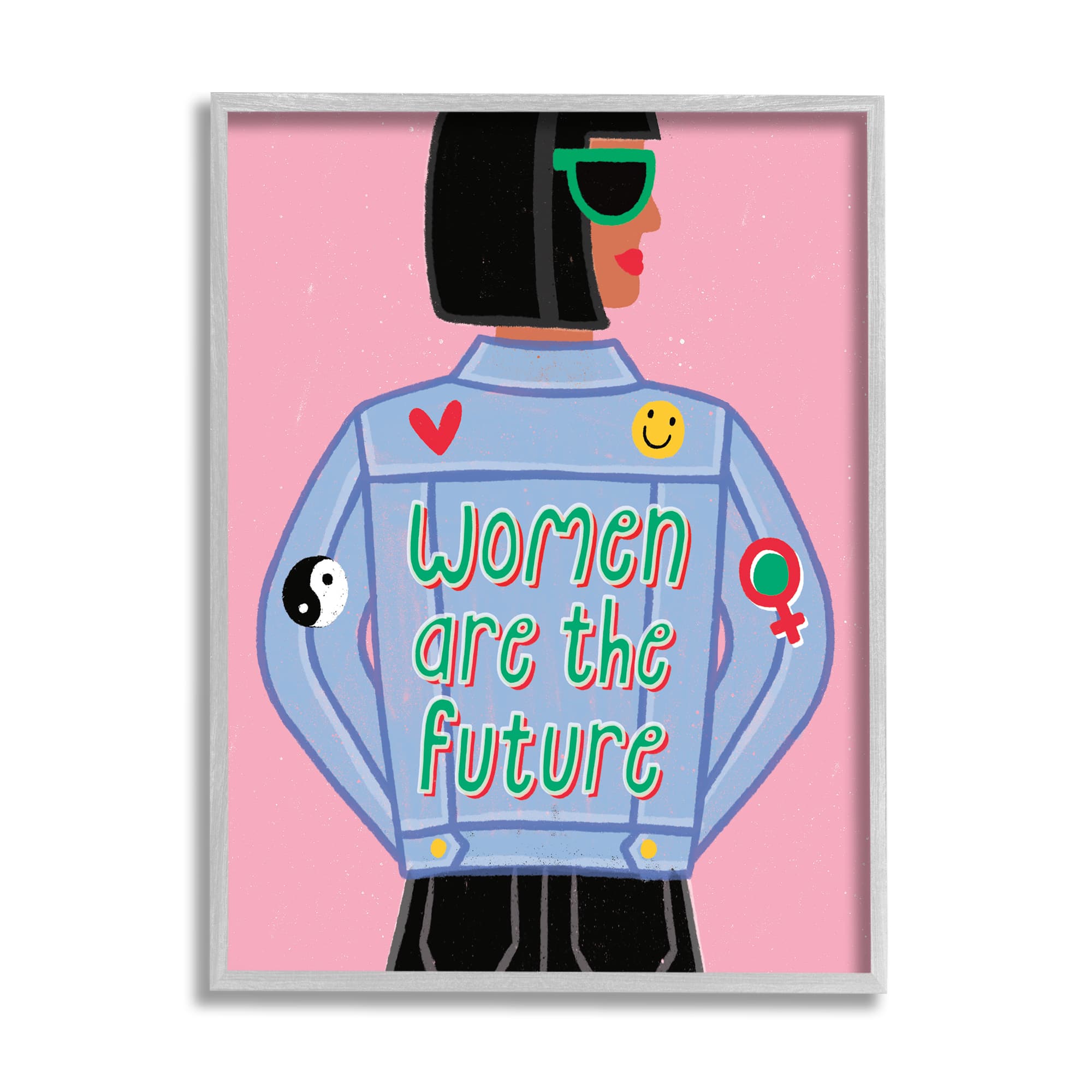 Stupell Industries Women Are The Future Girl Power Quote Denim Jacket in Frame Wall Art