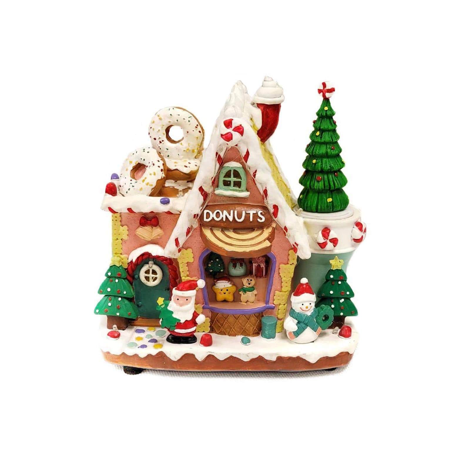 Wizardi 20" Gingerbread Donuts House Christmas Village Decoration