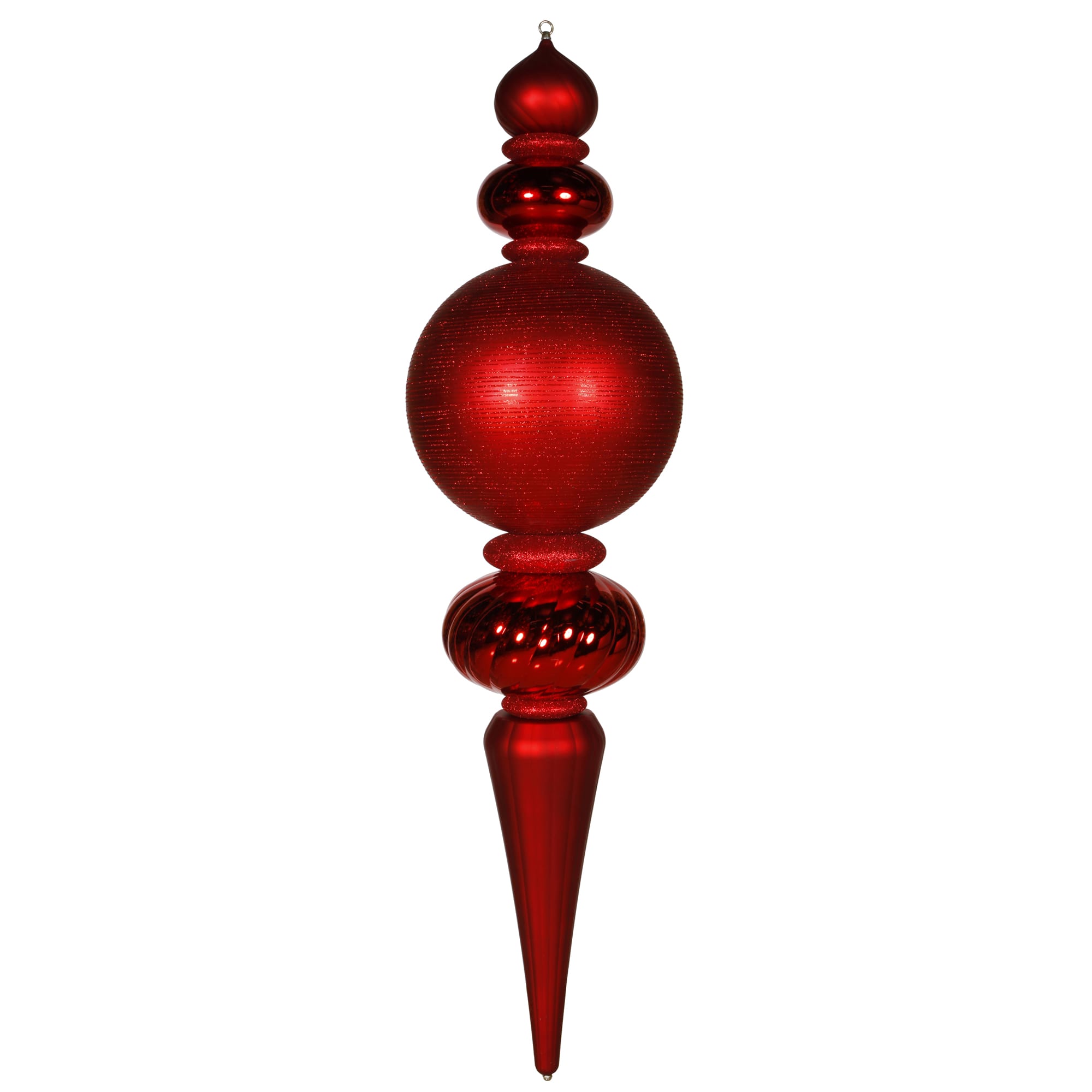 Vickerman 62" Red Shiny, Matte & Glitter Finishes Finial Ornament