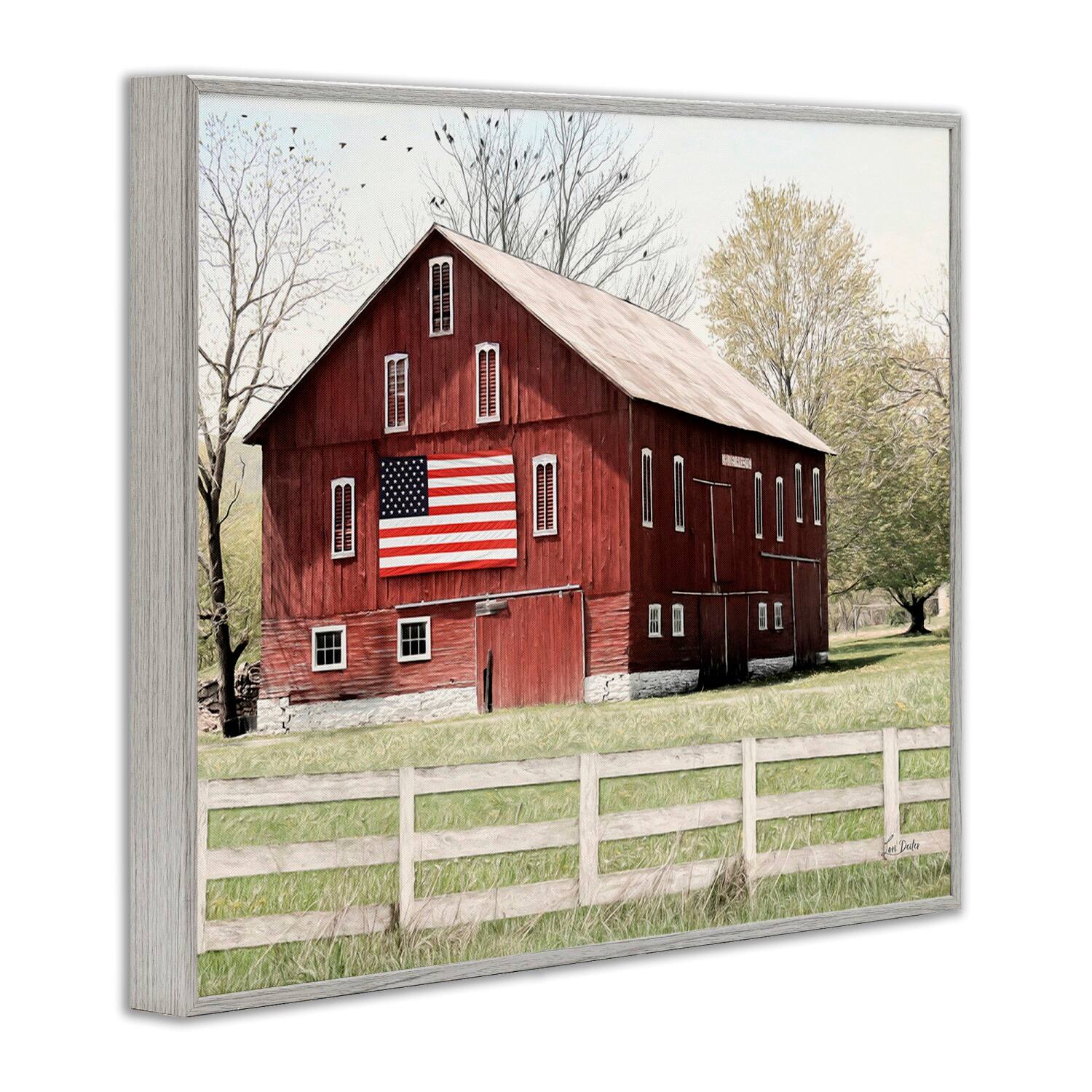 Stupell Industries Patriotic Barn Flag Framed Giclee Art