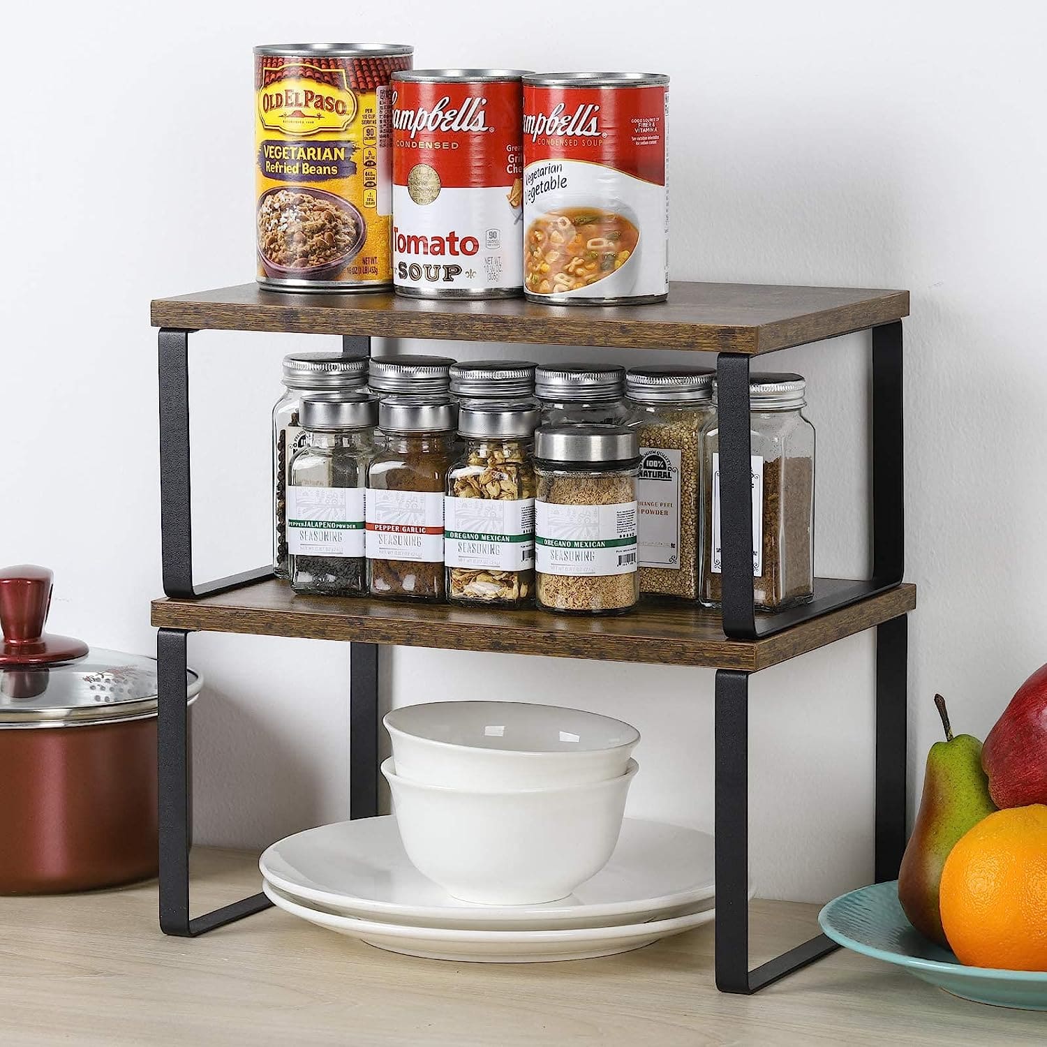 NEX™ 12" Rustic Brown & Black 3-Tier Kitchen Cabinet Organizer Sets, 2ct.