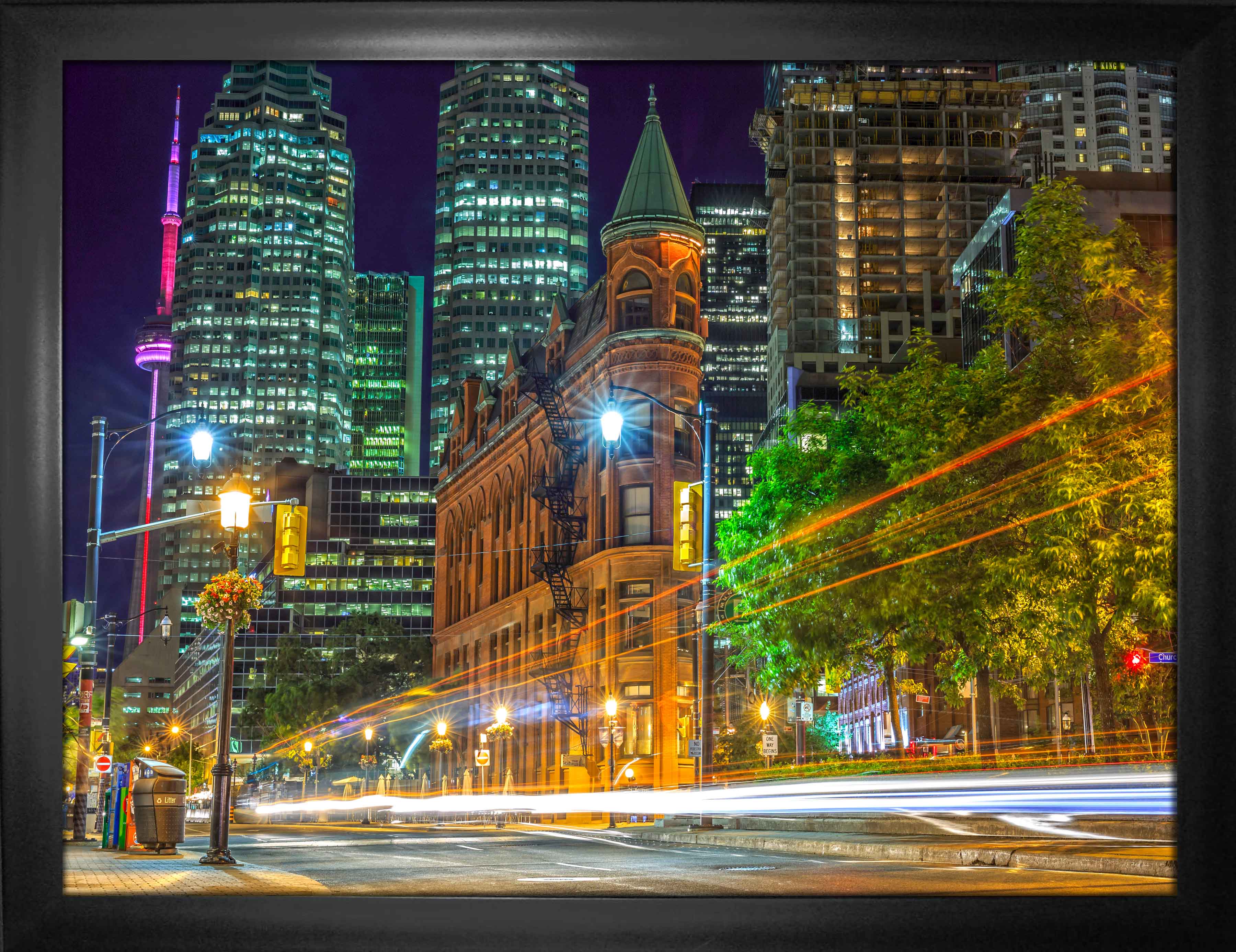 Toronto, Canada 24" x 32" Framed Canvas Old City - New City 35.5" x 27.5"