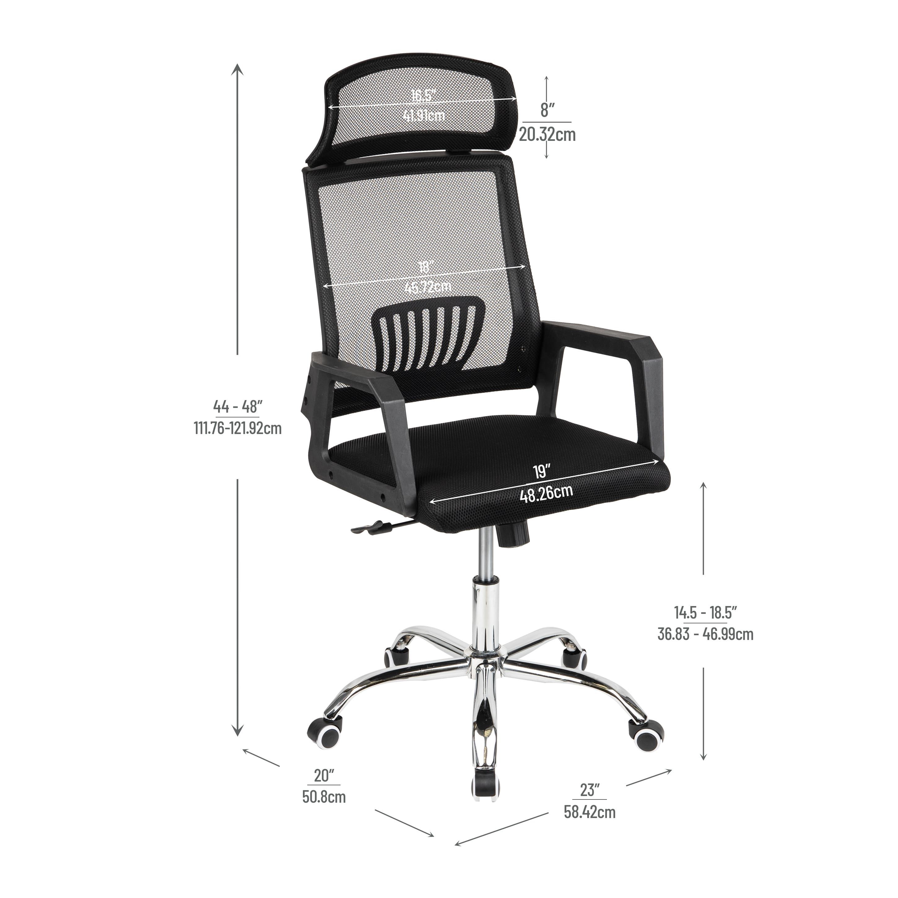 Mind Reader Black Height Adjustable Desk Chair with Wheels