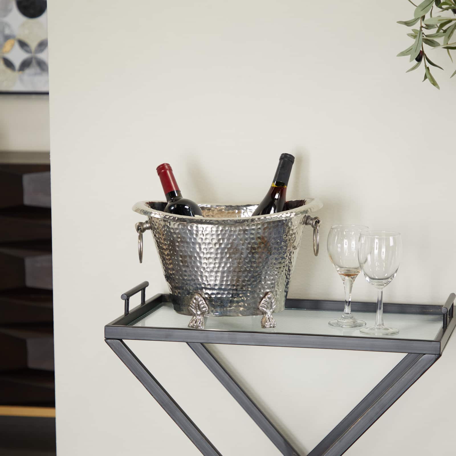 14" Silver Aluminum Traditional Wine Holder