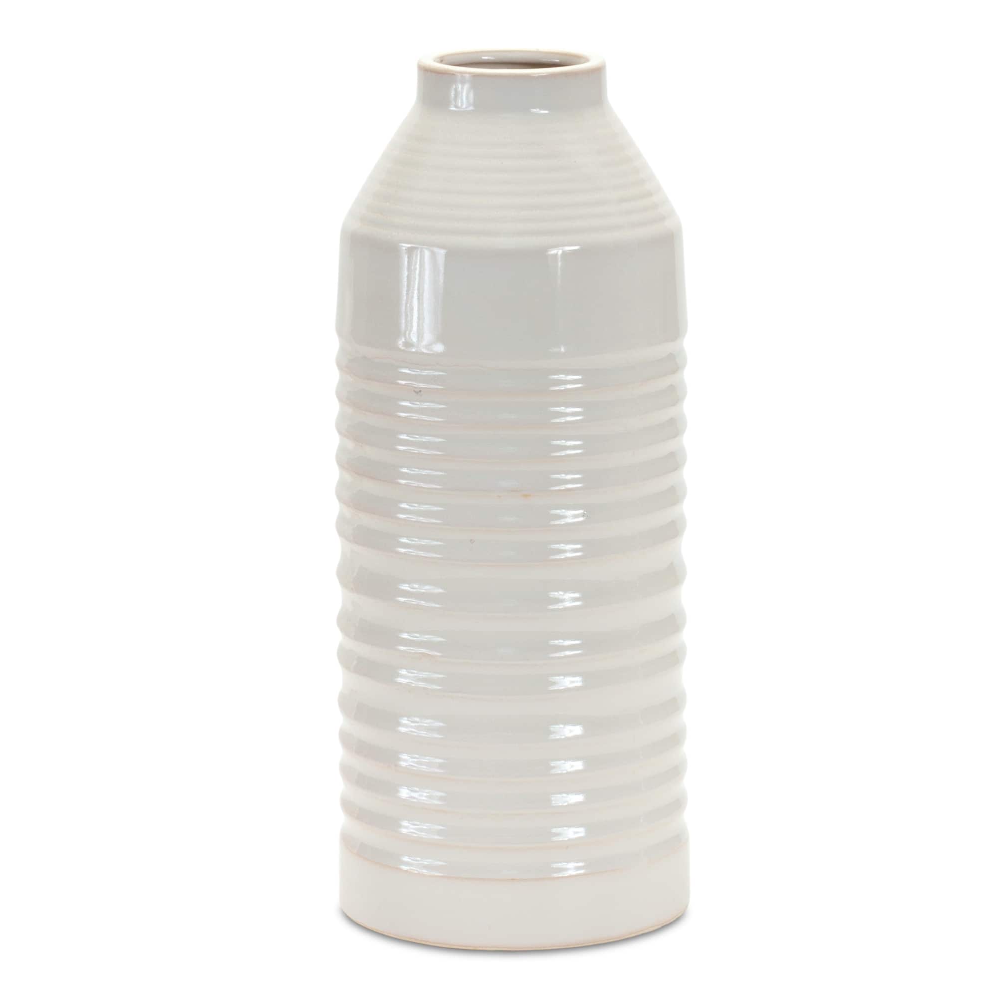 14" White Terracotta Vase