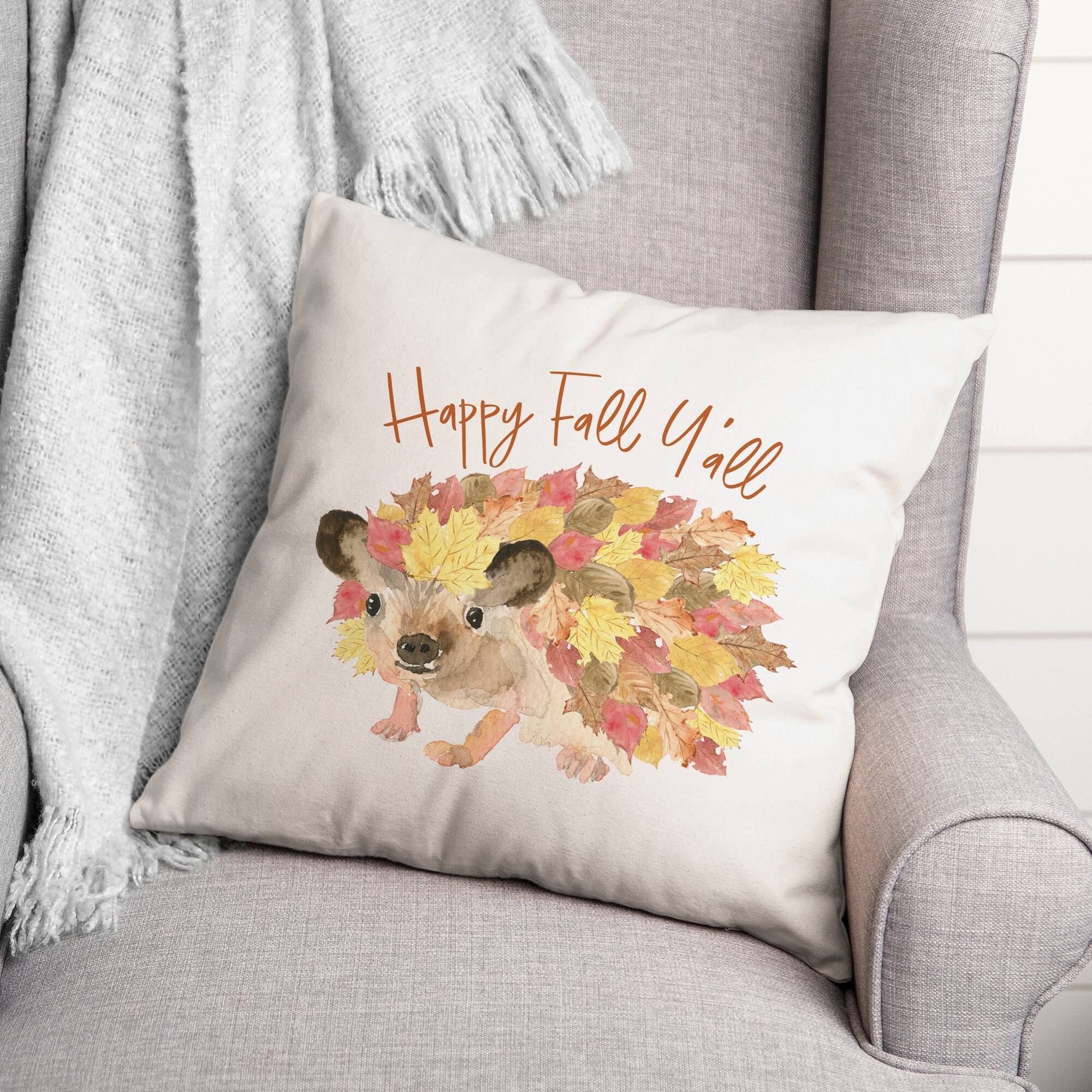 Happy Fall Hedgehog Throw Pillow