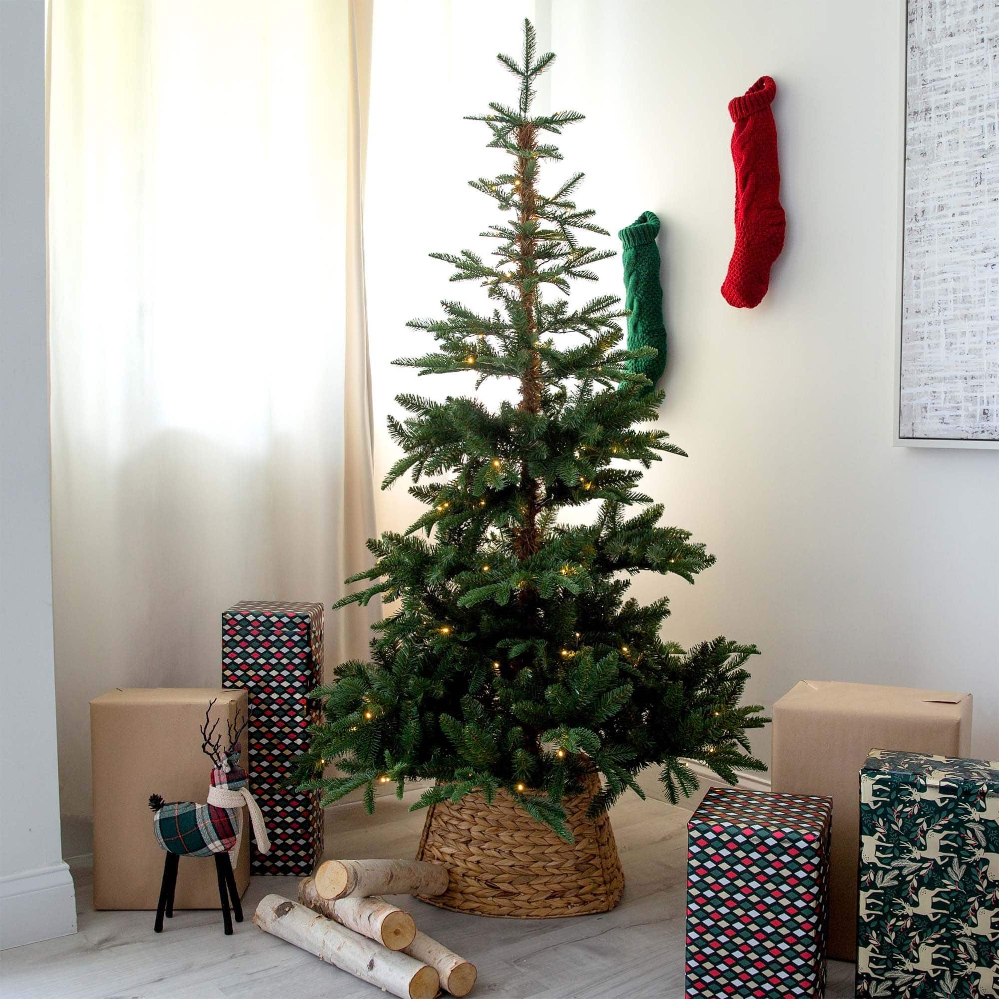 6ft. Pre-Lit Idaho Mixed Fir Artificial Christmas Tree, Warm White LED Lights