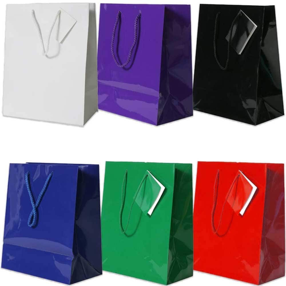 JAM Paper Large Bold Glossy Gift Bags Assortment, 6ct.