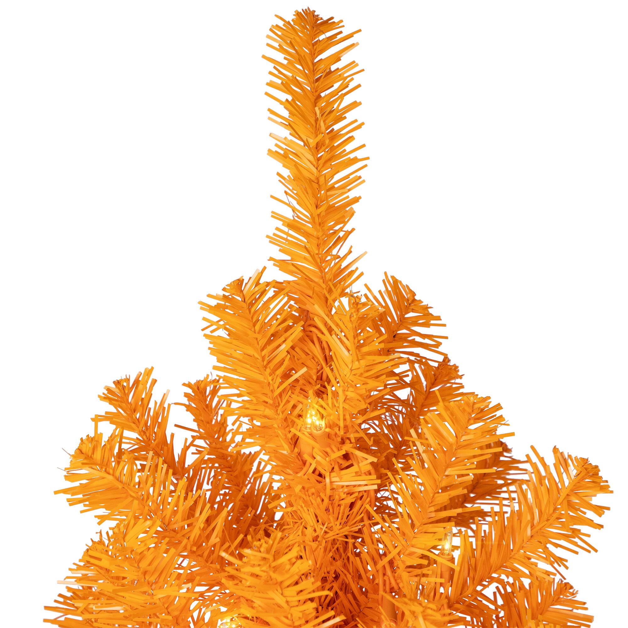 7ft. Pre-Lit Medium Orange Pine Artificial Christmas Tree, Clear Lights