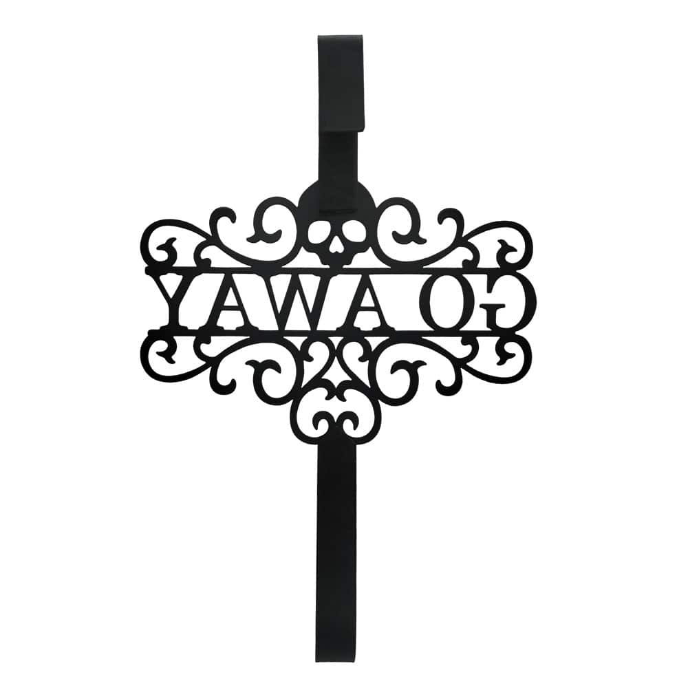 15" Black Go Away Skull Wreath Hanger by Ashland®
