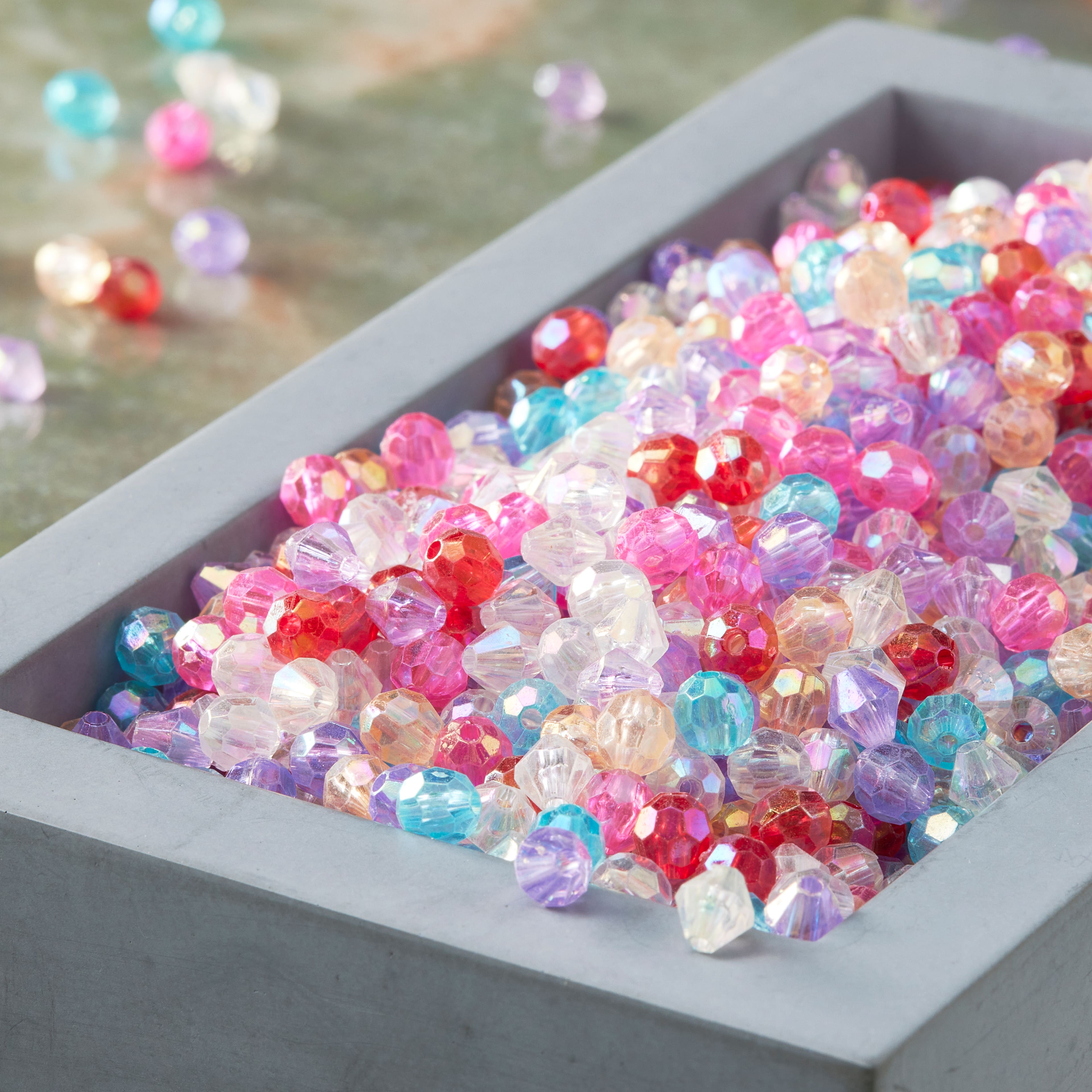 12 Pack: Mix Color Acrylic Faceted Bicone & Round Beads by Bead Landing™