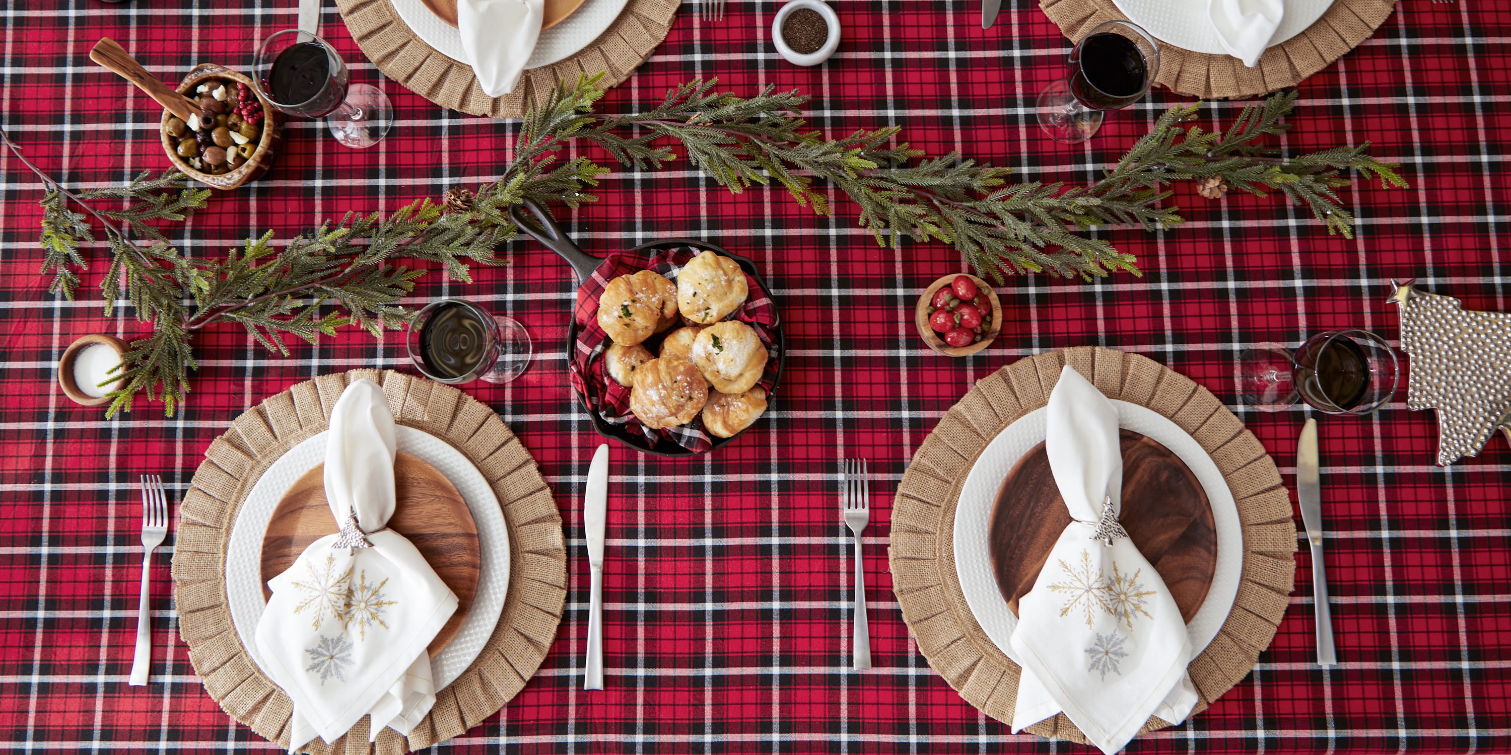 DII® 84" Glad Tidings Plaid Tablecloth