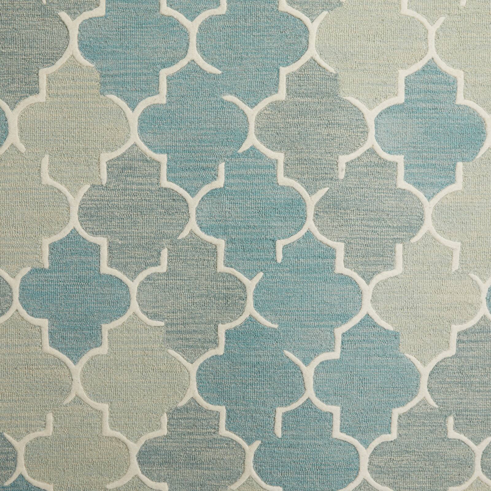 Blue Wool Modern Hand Hooked Rug, 5ft. x 8ft.