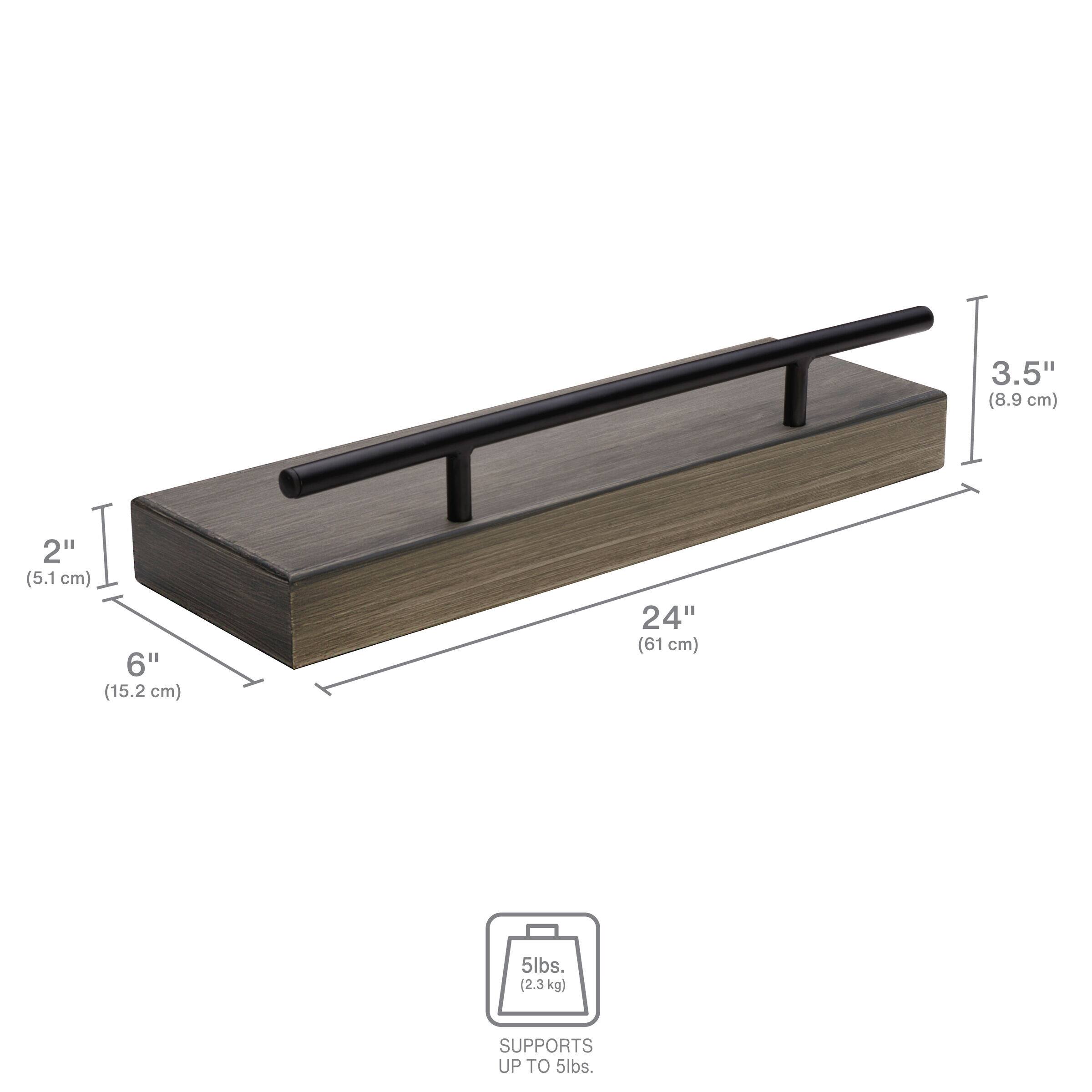 Melannco MDF & Metal Railing 24" Shelf