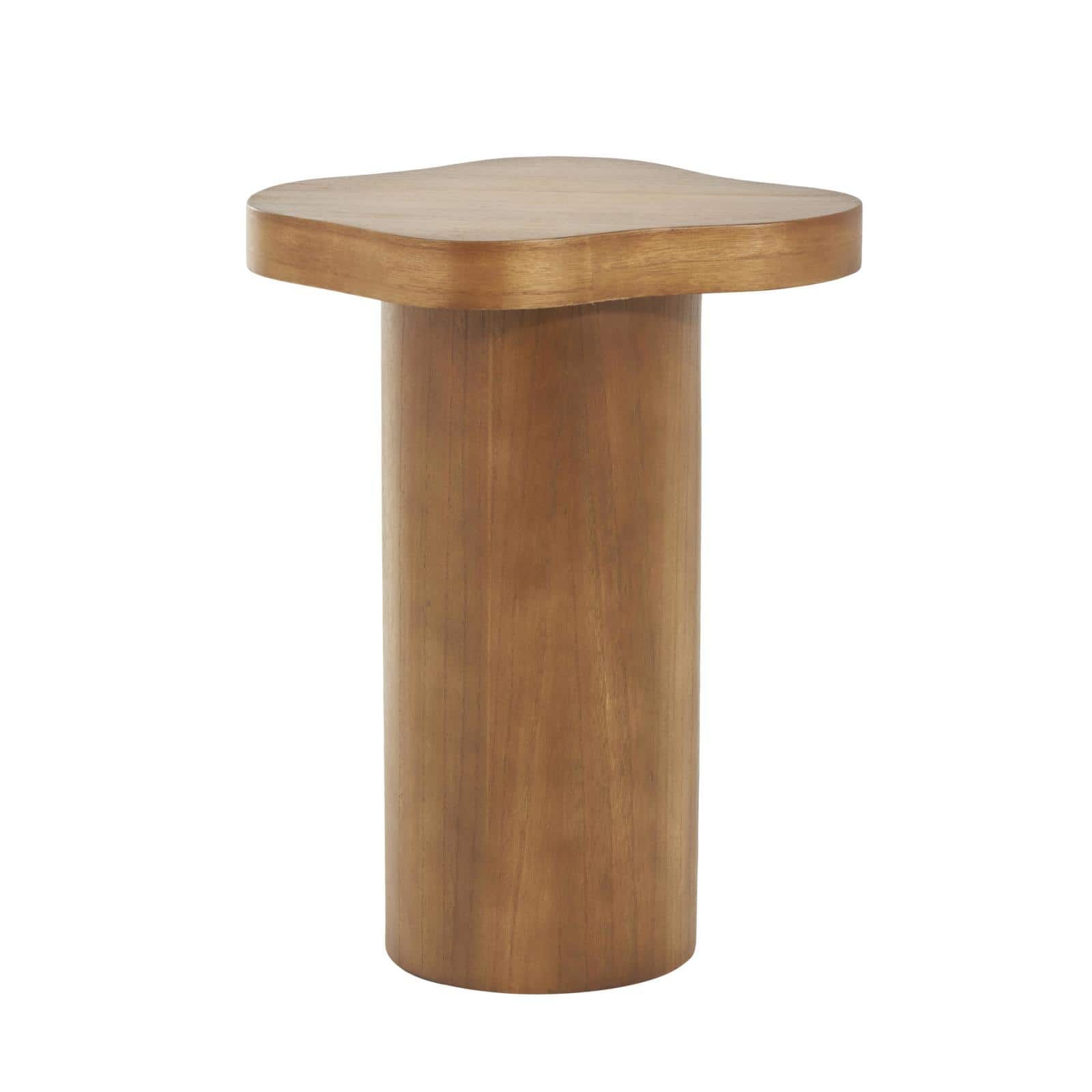 23" Brown Pedestal Side End Accent Table with Rounded Square Top