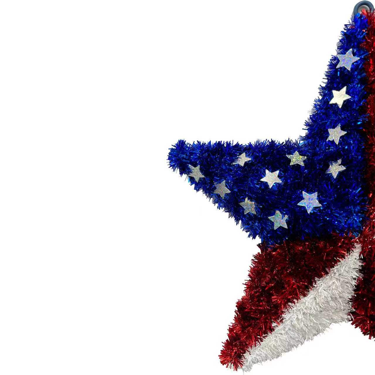 Red, White & Blue 14" US Flag Tinsel Star Wall Décor by Celebrate It™