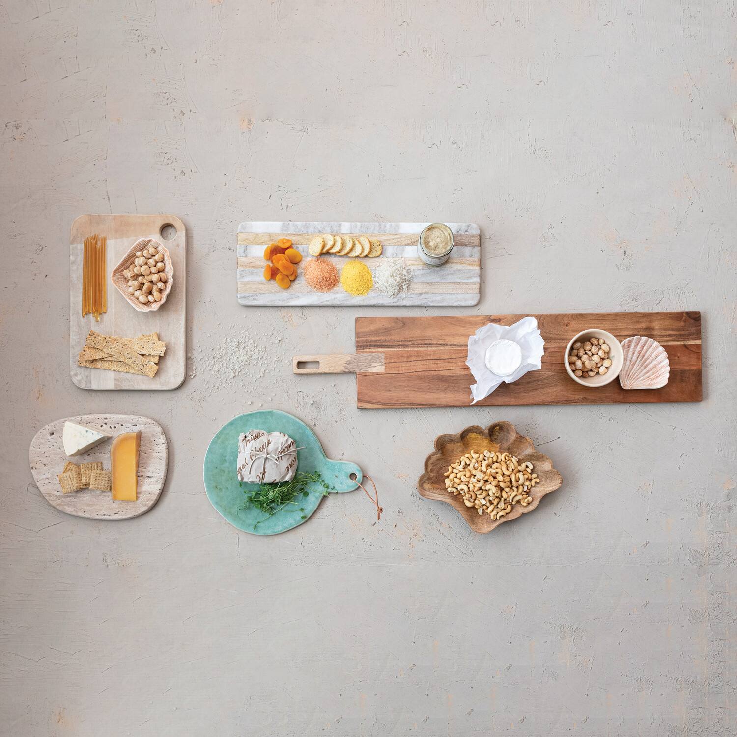 Hello Honey® 14.75" Whitewashed Handled Mango Wood Cheese & Cutting Board