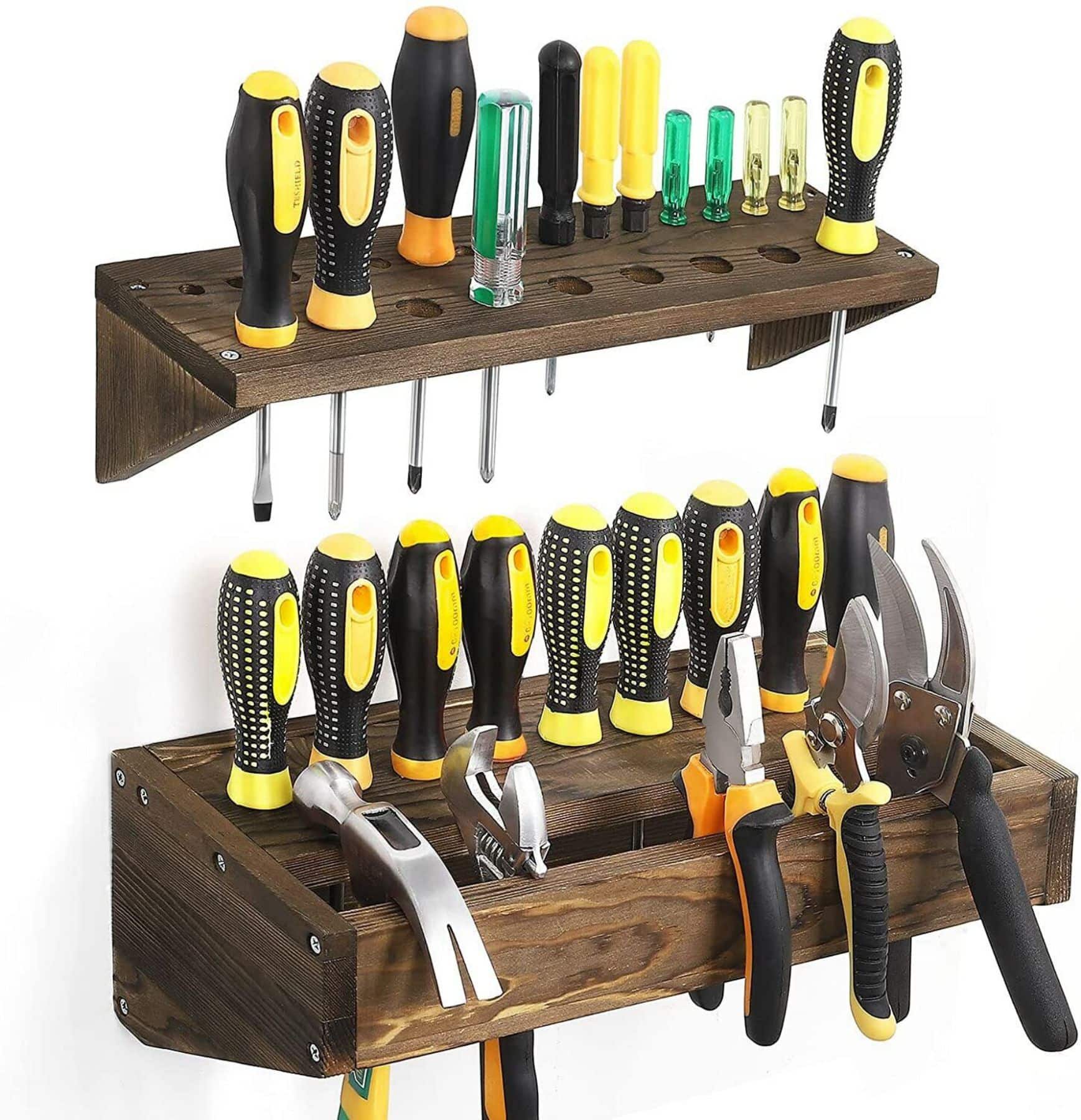 NEX™ Rustic Brown Solid Wood Tool Storage Box Organizer Set