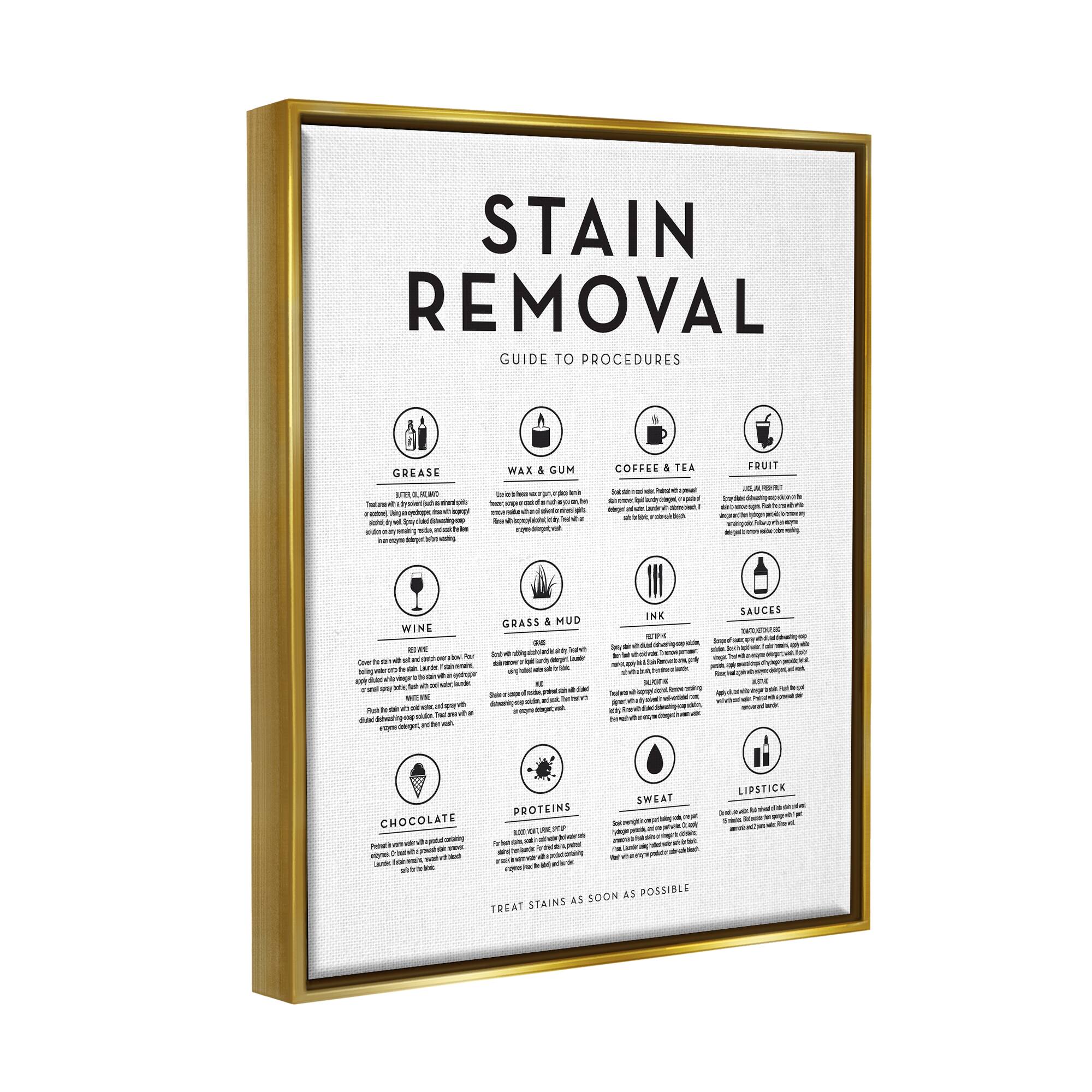 Stupell Industries Laundry Stain Removal Guide Helpful Symbols Chart Framed Floater Canvas Wall Art