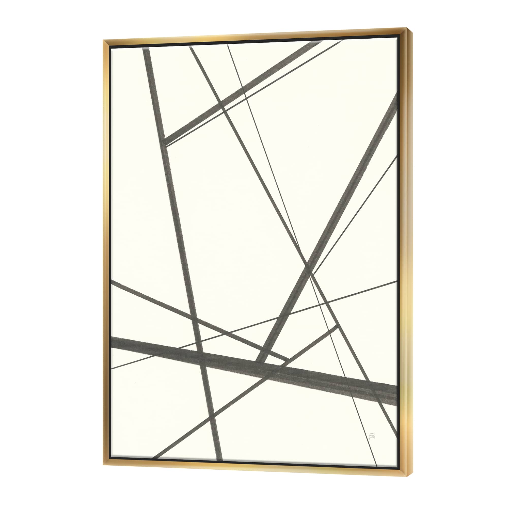 Designart - minimalist black and white IV - Transitional Canvas in Gold Frame