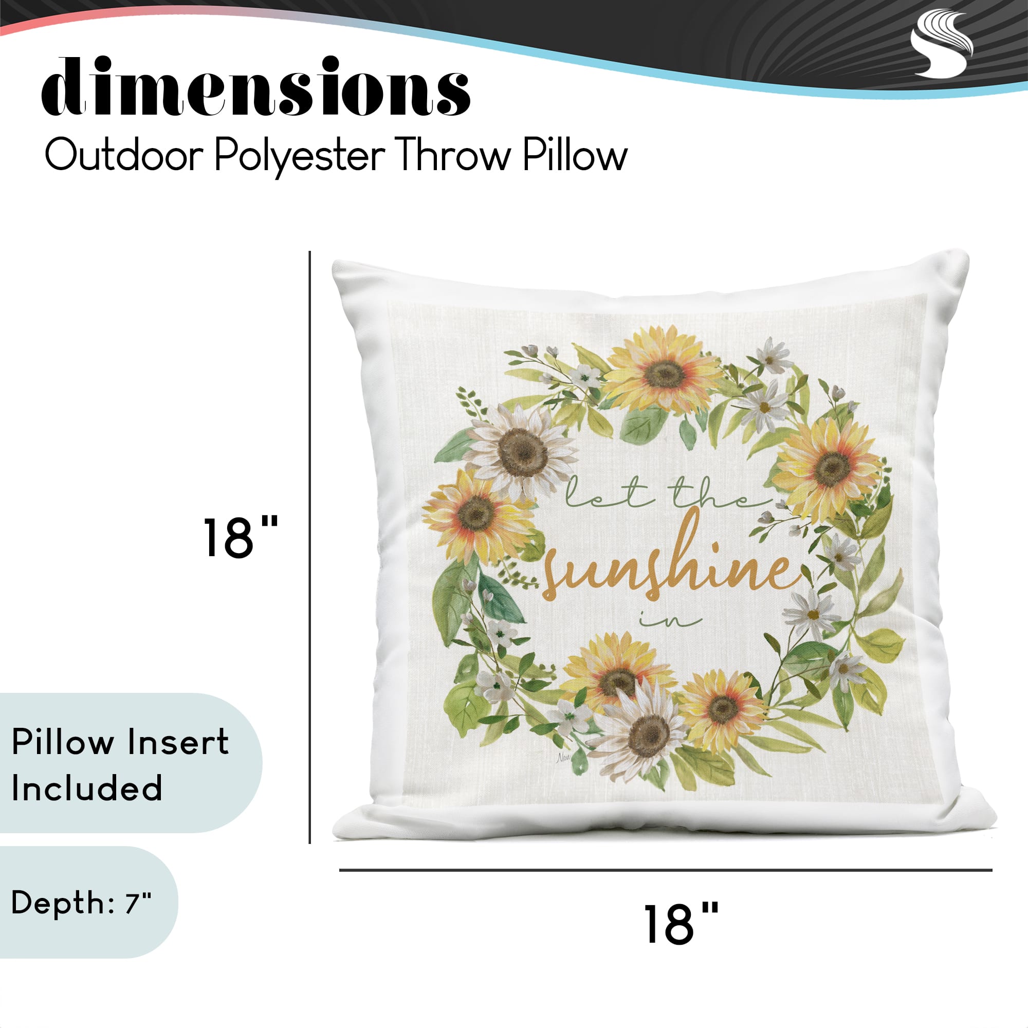 Stupell Industries 18" x 18" Let The Sunshine In Sunflowers Outdoor Print Throw Pillow