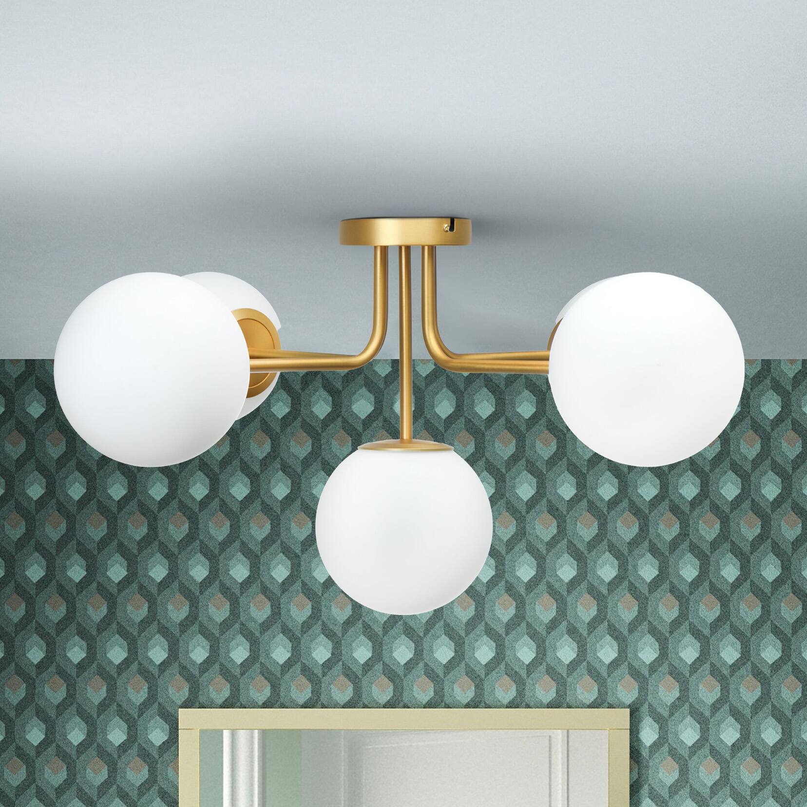 Hello Honey® 27.5" Sputnik Semi-Flush Mount Opal Glass Ceiling Light