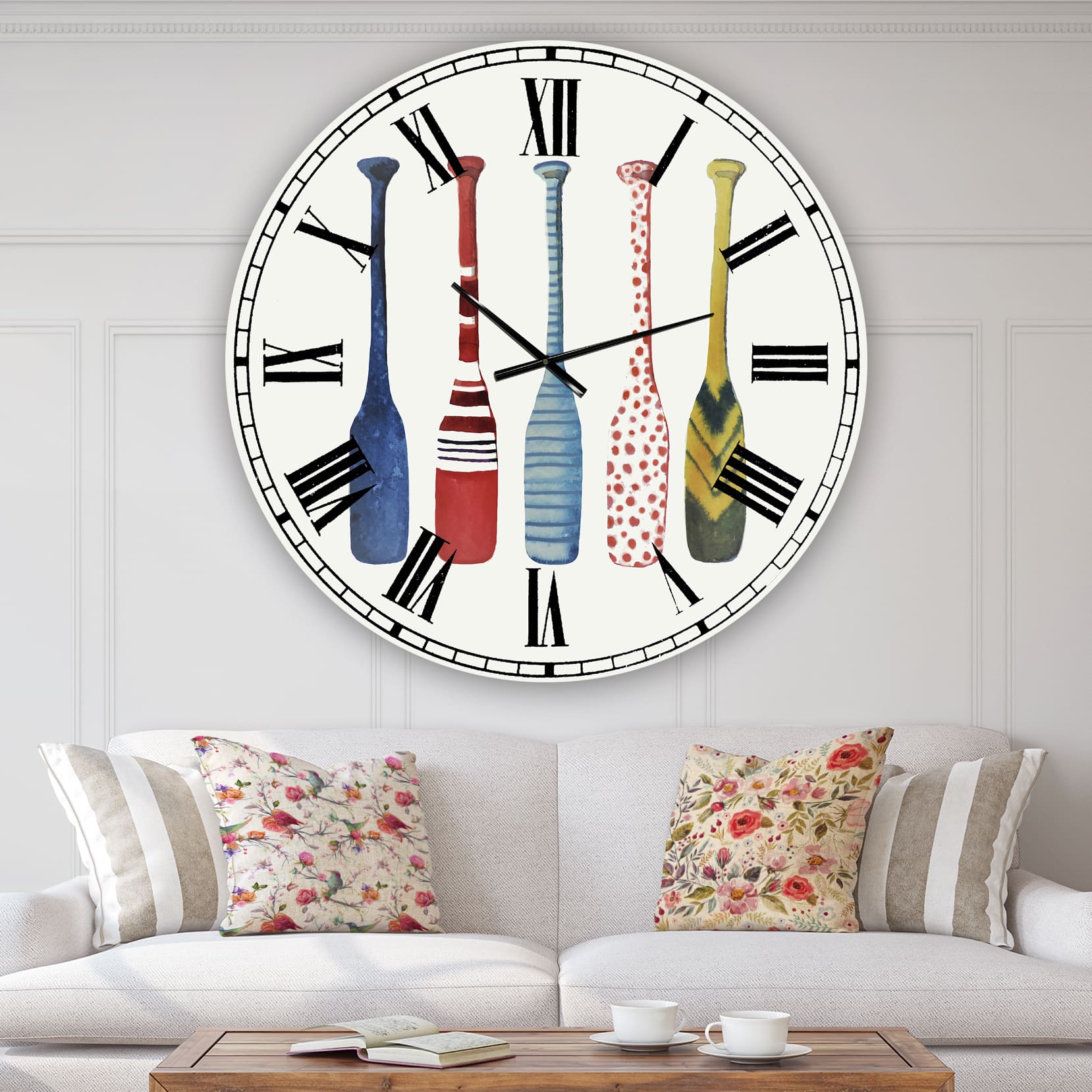 Designart 'Five Paddles Oversized Lake House Wall Clock