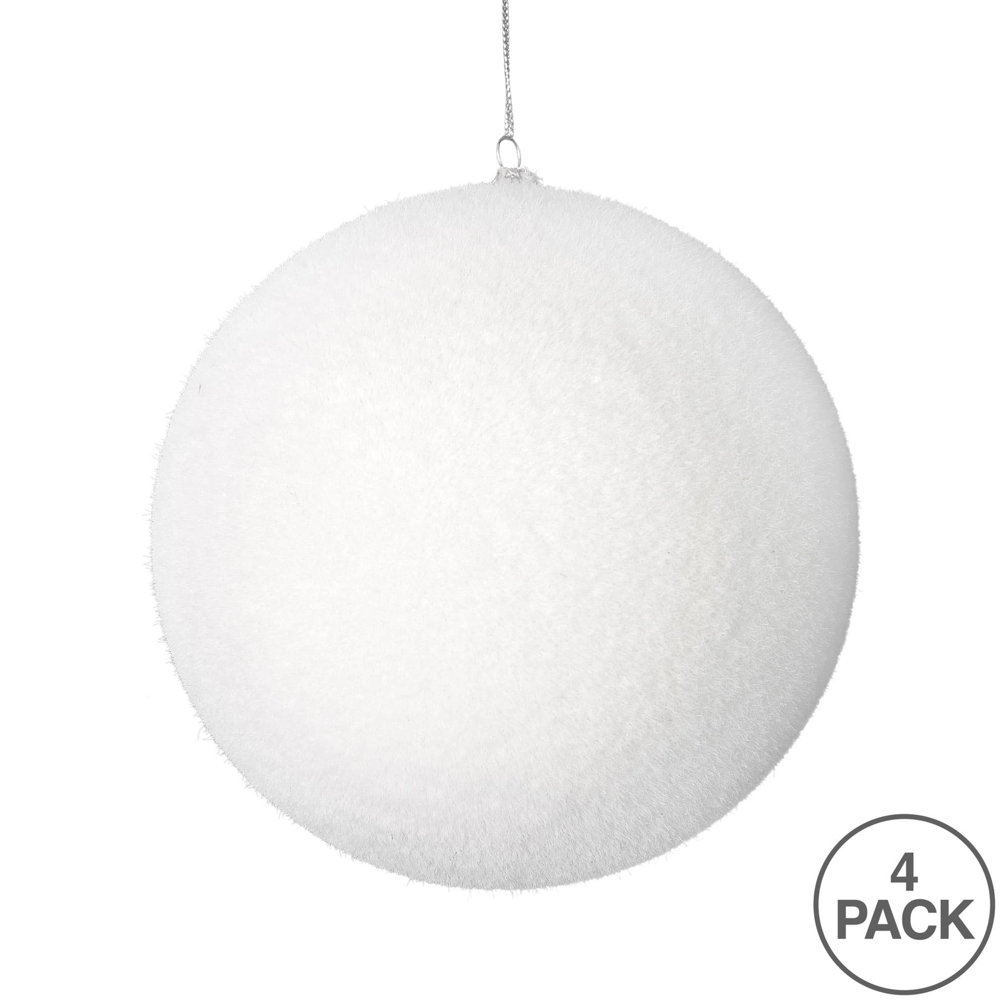 Vickerman 5" White Flocked Ball Ornaments, 4ct.