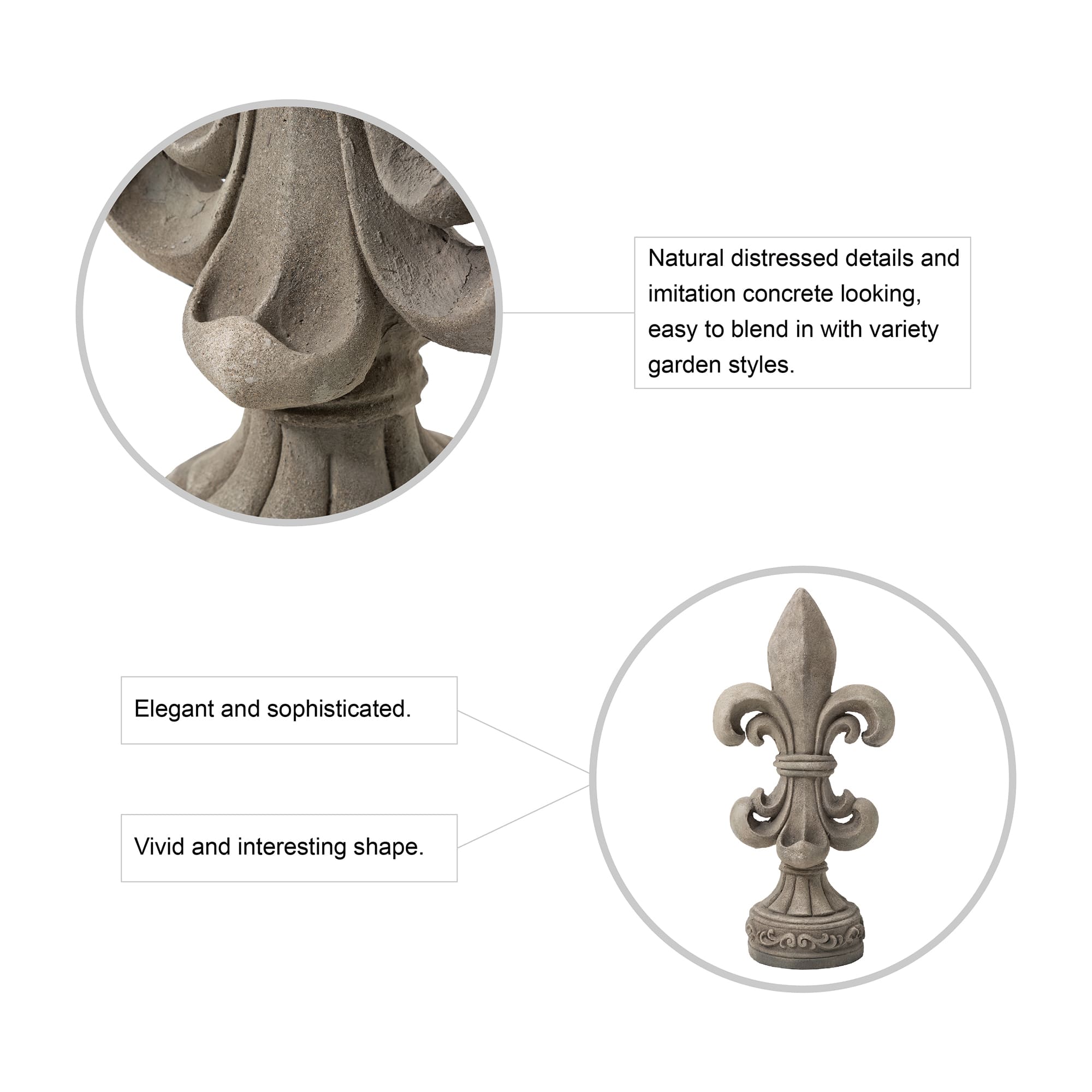 Glitzhome® 27" Standing Fleur-de-Lis Garden Statue